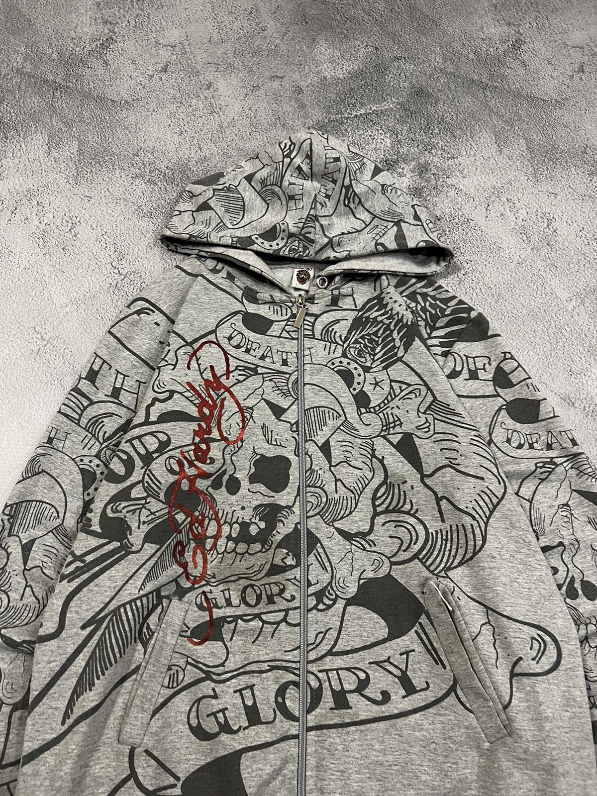 Ed Hardy Vintage Y2k Skull ☠️ Rare Ed Hardy All Over Print Zip Hoodie Size M / US 6-8 / IT 42-44 - 5 Thumbnail