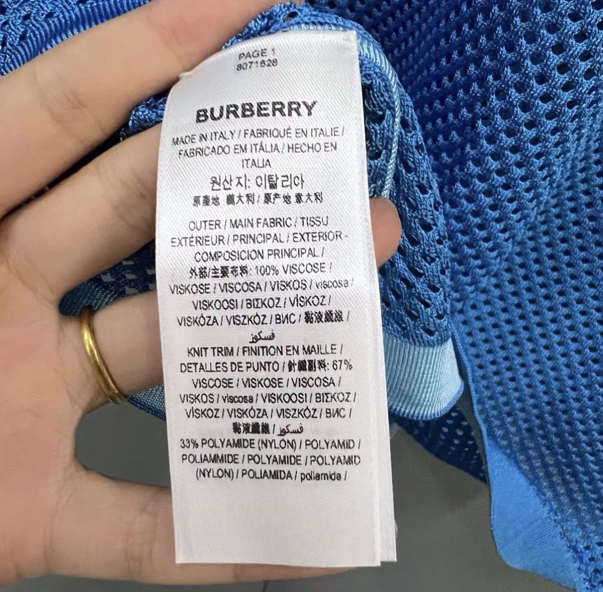 Burberry Burberry Blue Mesh Short-Sleeve Polo Shirt J41 Size US M / EU 48-50 / 2 - 3 Thumbnail