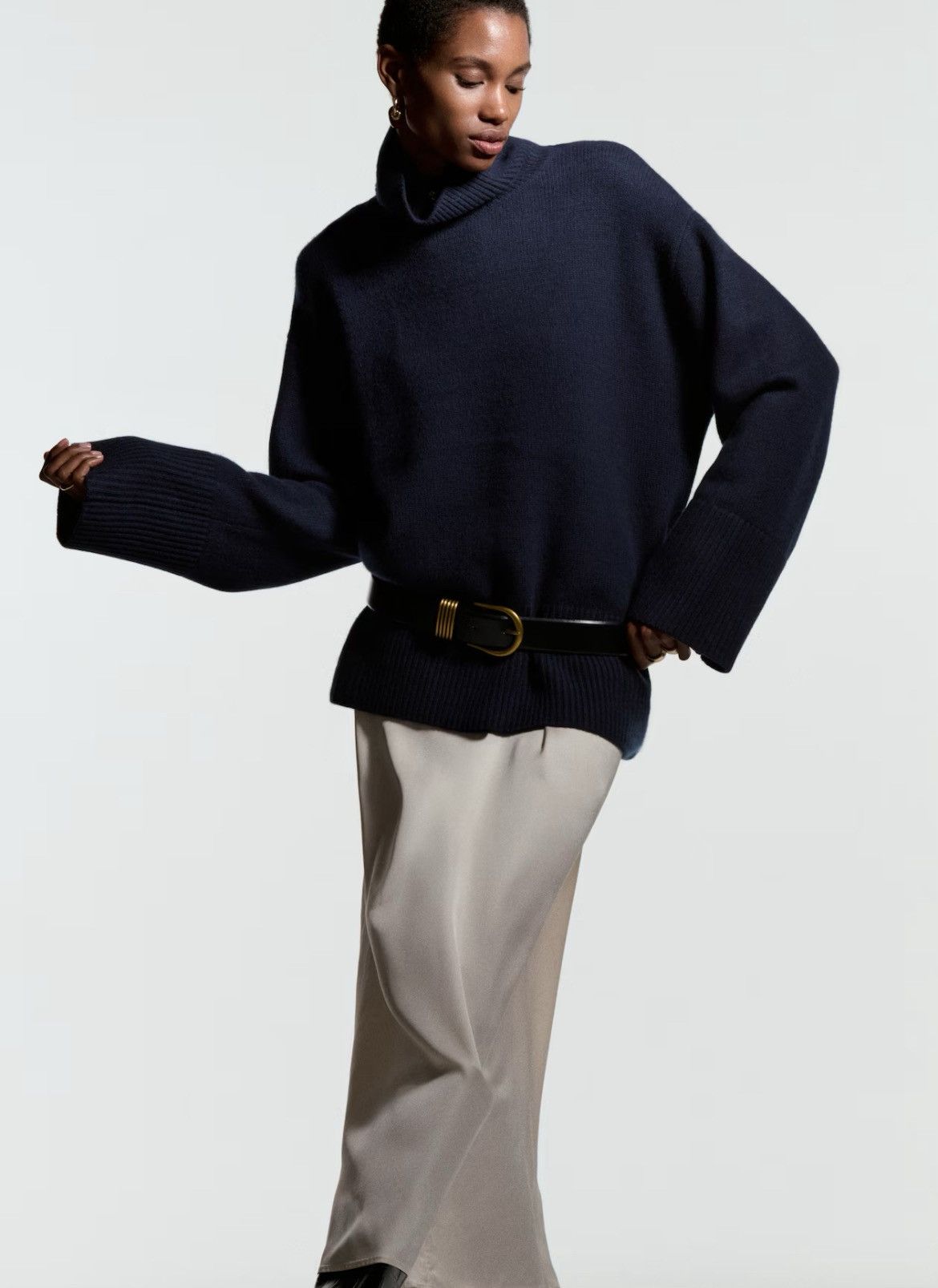 H&M H&M cashmere Blend Turtleneck Sweater Navy Size L / US 10 / IT 46 - 1 Thumbnail