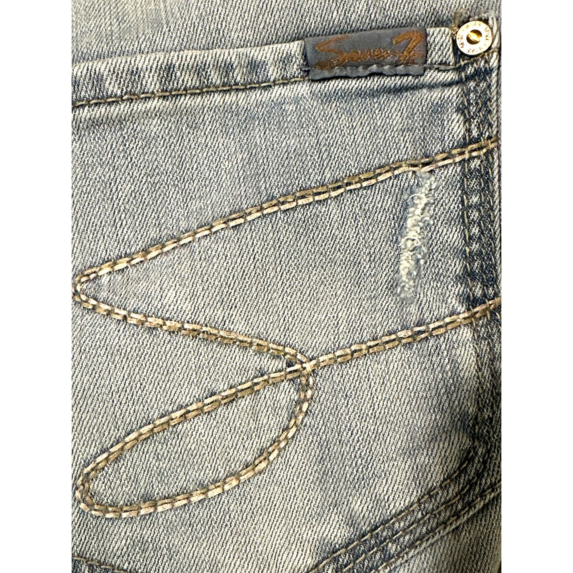 Seven 7 Seven7 Tummyless High Rise Skinny Jeans Light Wash Distresse Size 32" / US 10 / IT 46 - 6 Thumbnail