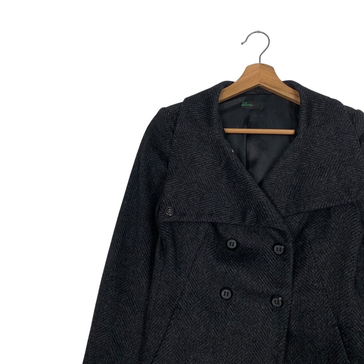 Benetton Benetton Double Breasted Herringbone Coat Size XS / US 0-2 / IT 36-38 - 6 Thumbnail