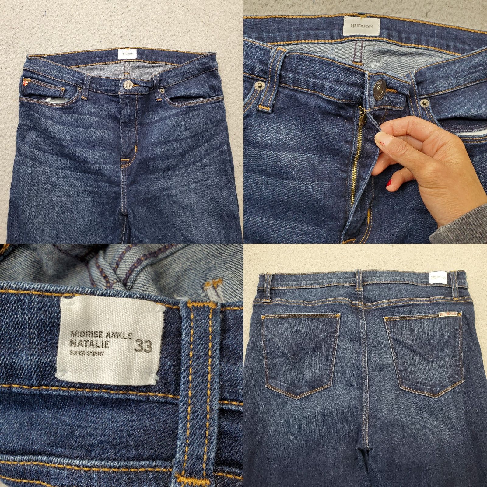 Hudson Hudson Womens 33 Blue Denim Stretch Super Skinny Jeans Mid Rise Slim Ankle 5-Pocket Denim Shirt? Size 24" / US 00 / IT 34 - 8 Thumbnail