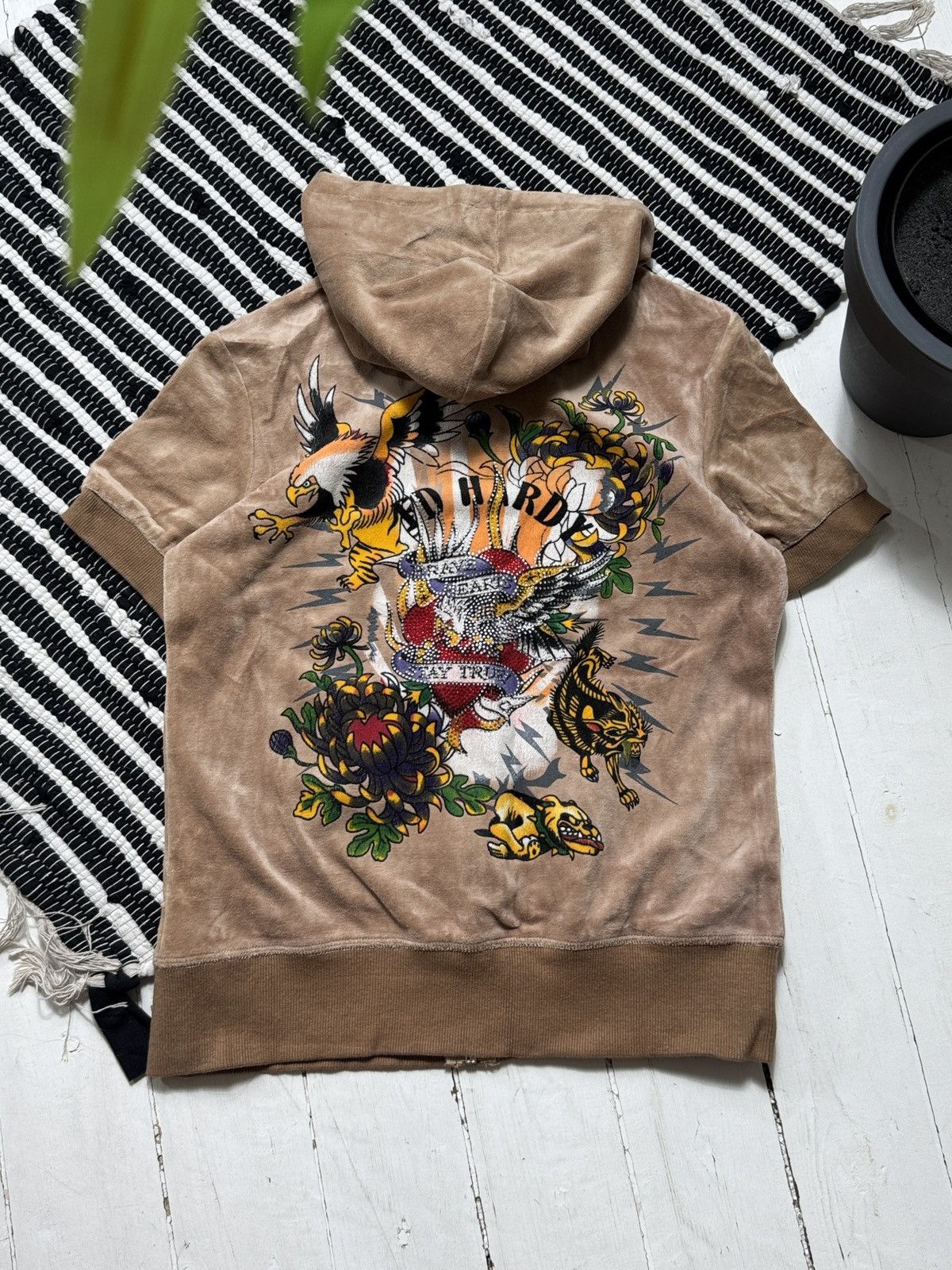 Ed Hardy VINTAGE ED HARDY VELOUR PRINTED 2000s TRACKSUIT SET Size M / US 6-8 / IT 42-44 - 3 Thumbnail