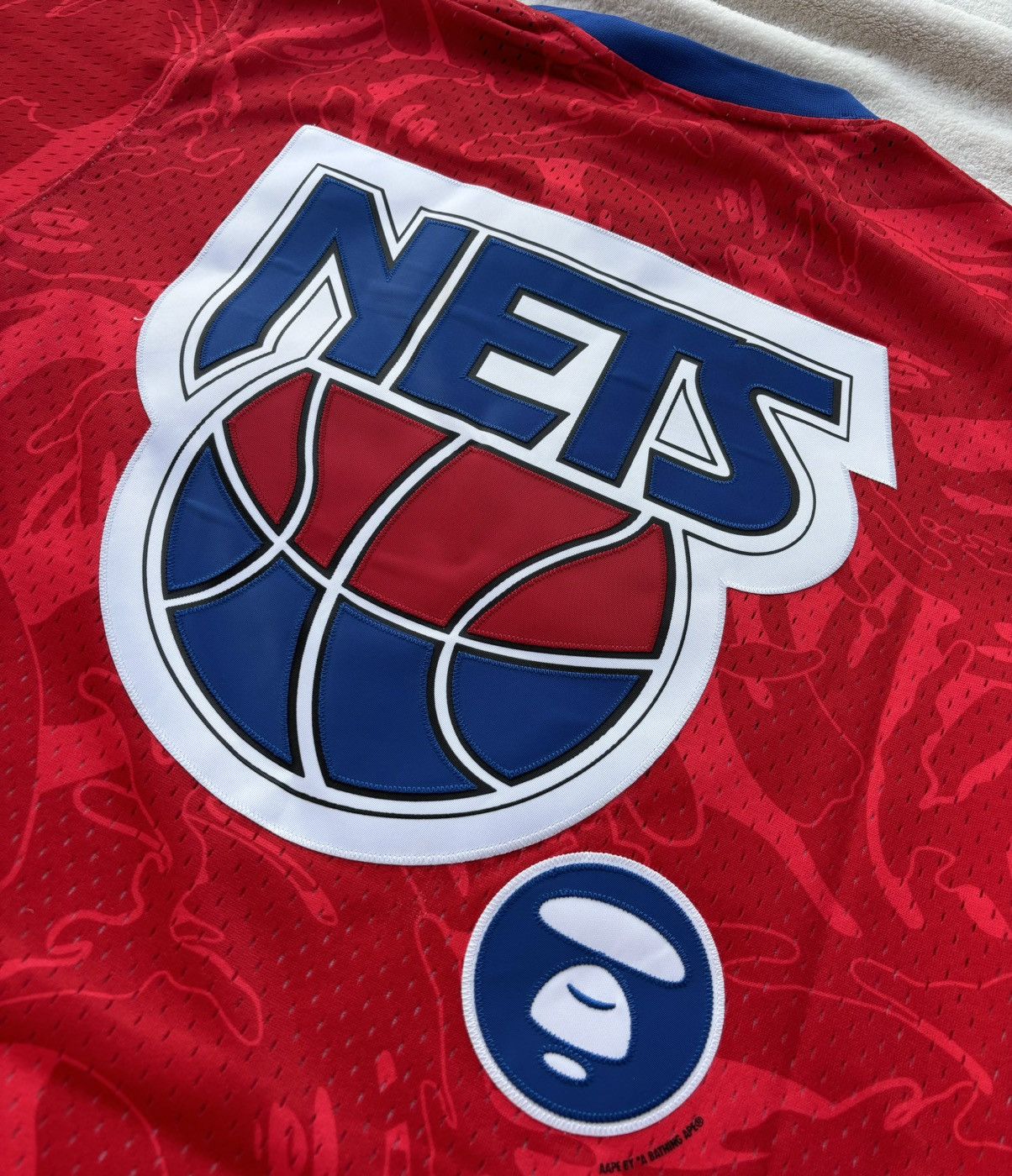 Bape x Nets Red Camo Jersey