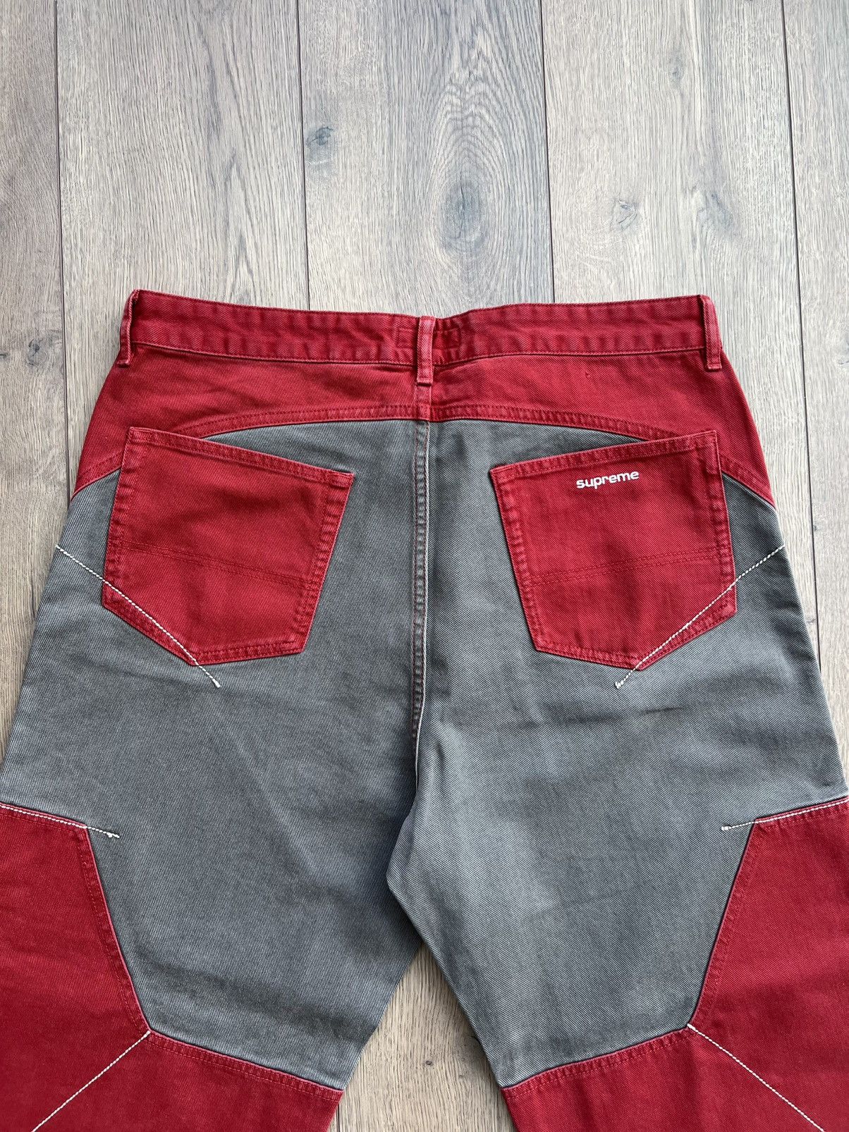 Supreme Supreme 2-Tone Paneled Denim Jeans “Red” 36 Size US 36 / EU 52 - 6 Thumbnail