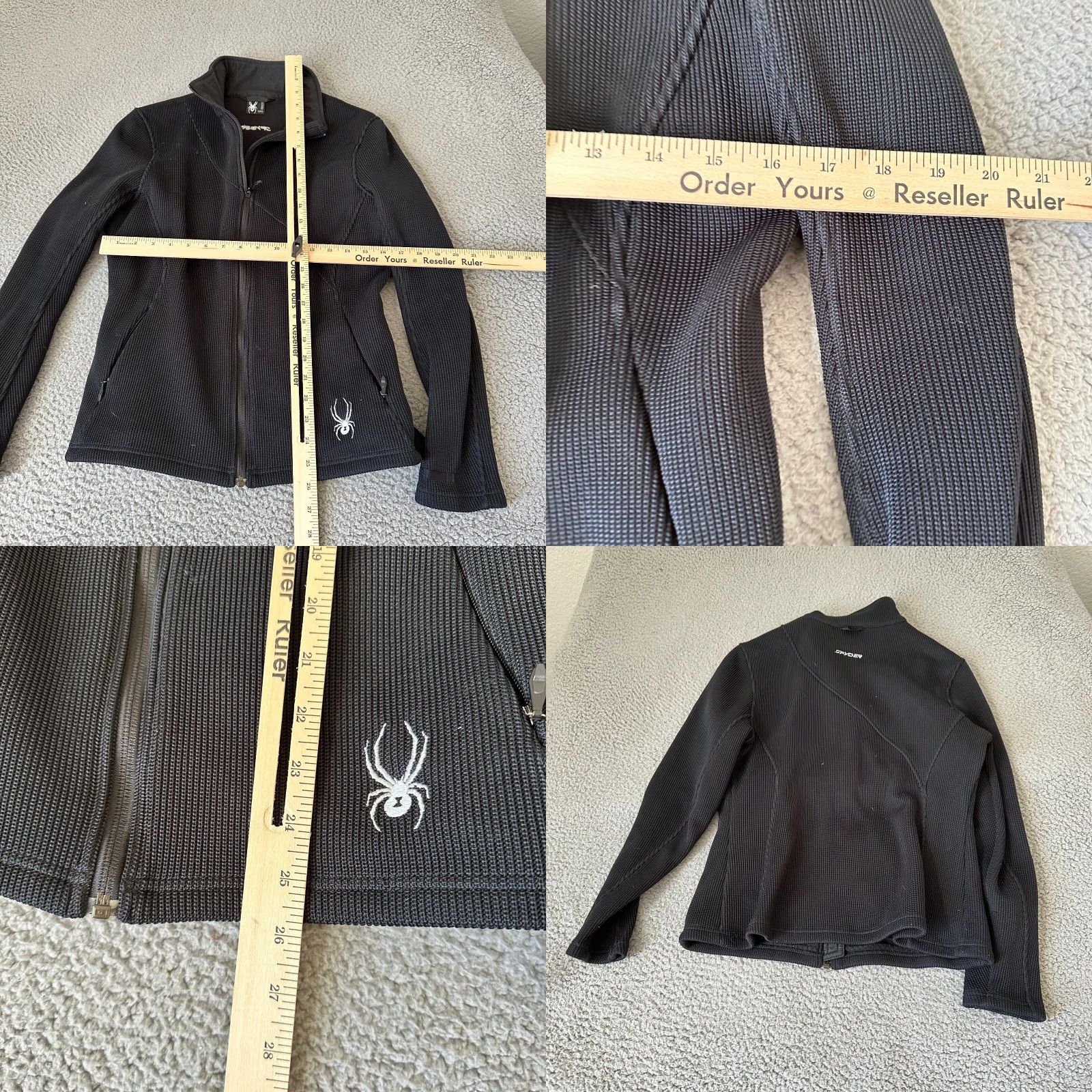 Spyder VINTAGE Spyder Sweatshirt Full Zip Ladies 14 Black Knit Fleece Mock Neck 80s 90s Pockets Size XL / US 12-14 / IT 48-50 - 8 Thumbnail