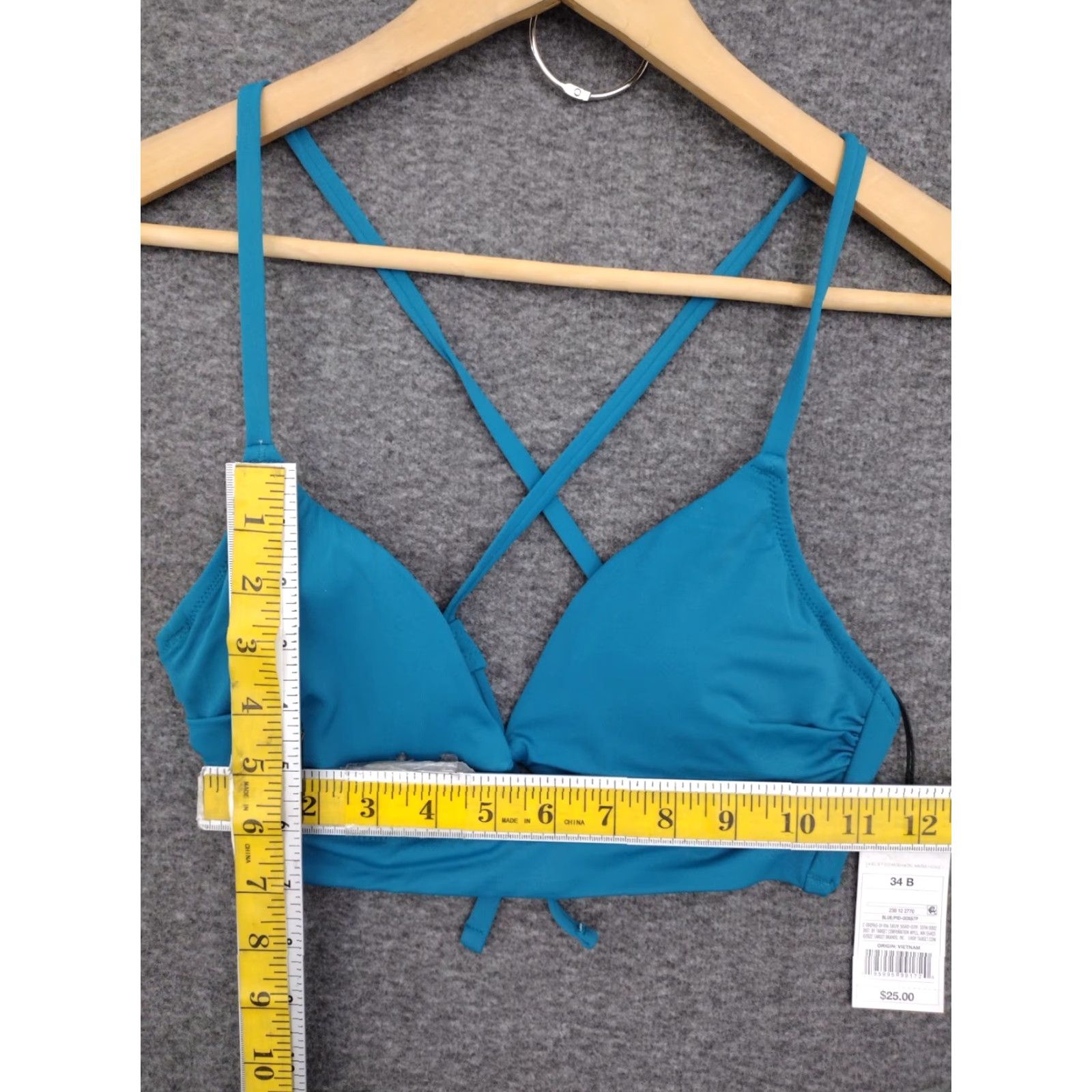 Vintage Shade & Shore Bikini Top Womens 34B Blue Keyhole Padded Spaghetti Strap Solid Swim Top - 34 B - Hand Wash Only - 1 Piece - Regular - XS? Size XXS / US 00 / IT 34 - 4 Thumbnail