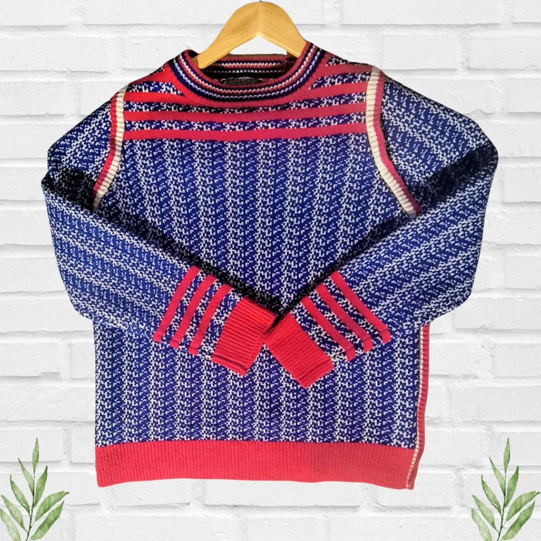 Designer Vintage Lucca Couture Women's Blue Knit Sweater Size M Size M / US 6-8 / IT 42-44 - 3 Thumbnail