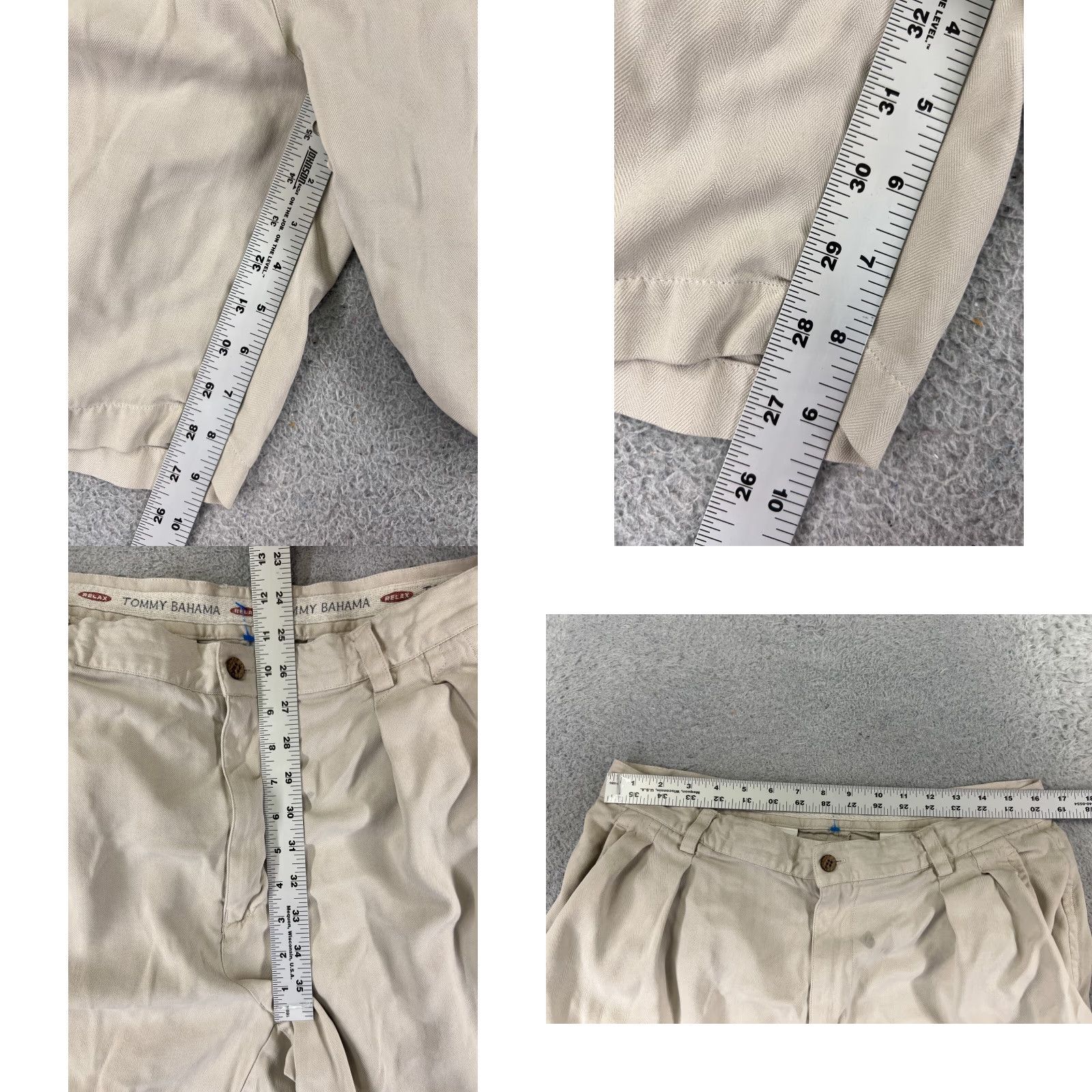 Tommy Bahama Tommy Bahama Bermuda Shorts Men 34 Beige Pleated Silk Herringbone Quick Dry Lightweight Size US 34 / EU 50 - 8 Thumbnail