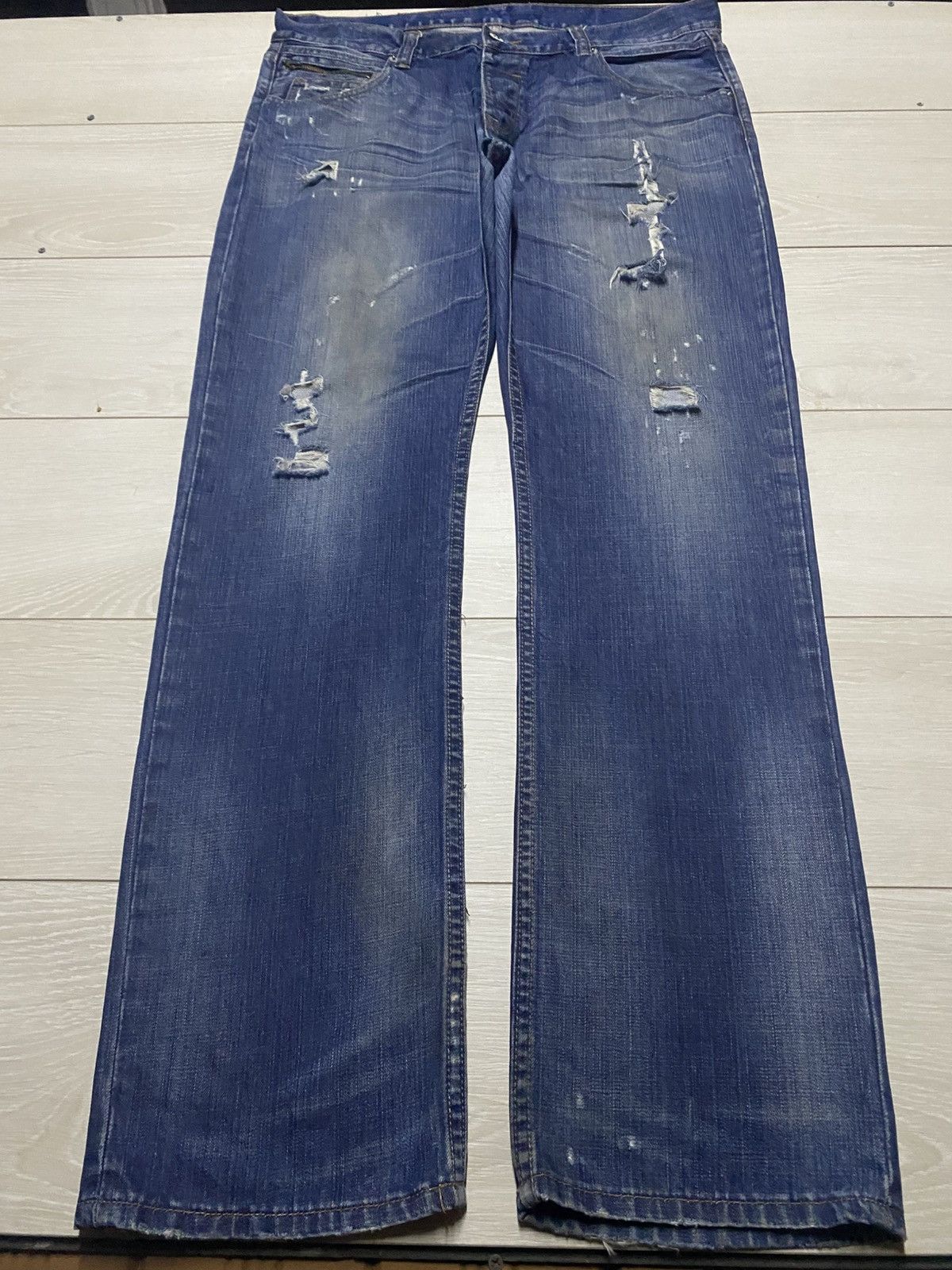 Lee × Vivienne Westwood Vintage Lee Cooper Whisker Faded Wash Distressed Jeans Size US 38 / EU 54 - 1 Thumbnail