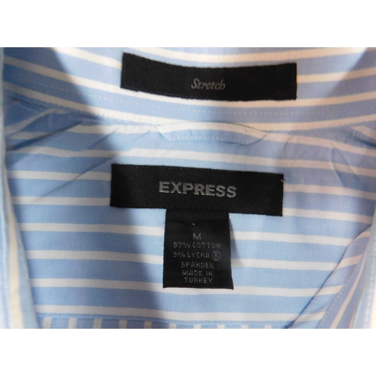 Express Express Mens Shirt Medium Blue striped button down stretch Size US M / EU 48-50 / 2 - 7 Thumbnail