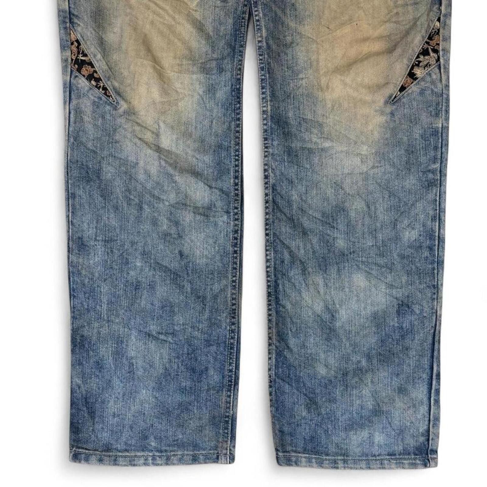 Other RARE Y2K VINTAGE JIZO EMBROIDERY ON BACK UNIQUE DESIGN DENIM Size 37" - 7 Thumbnail