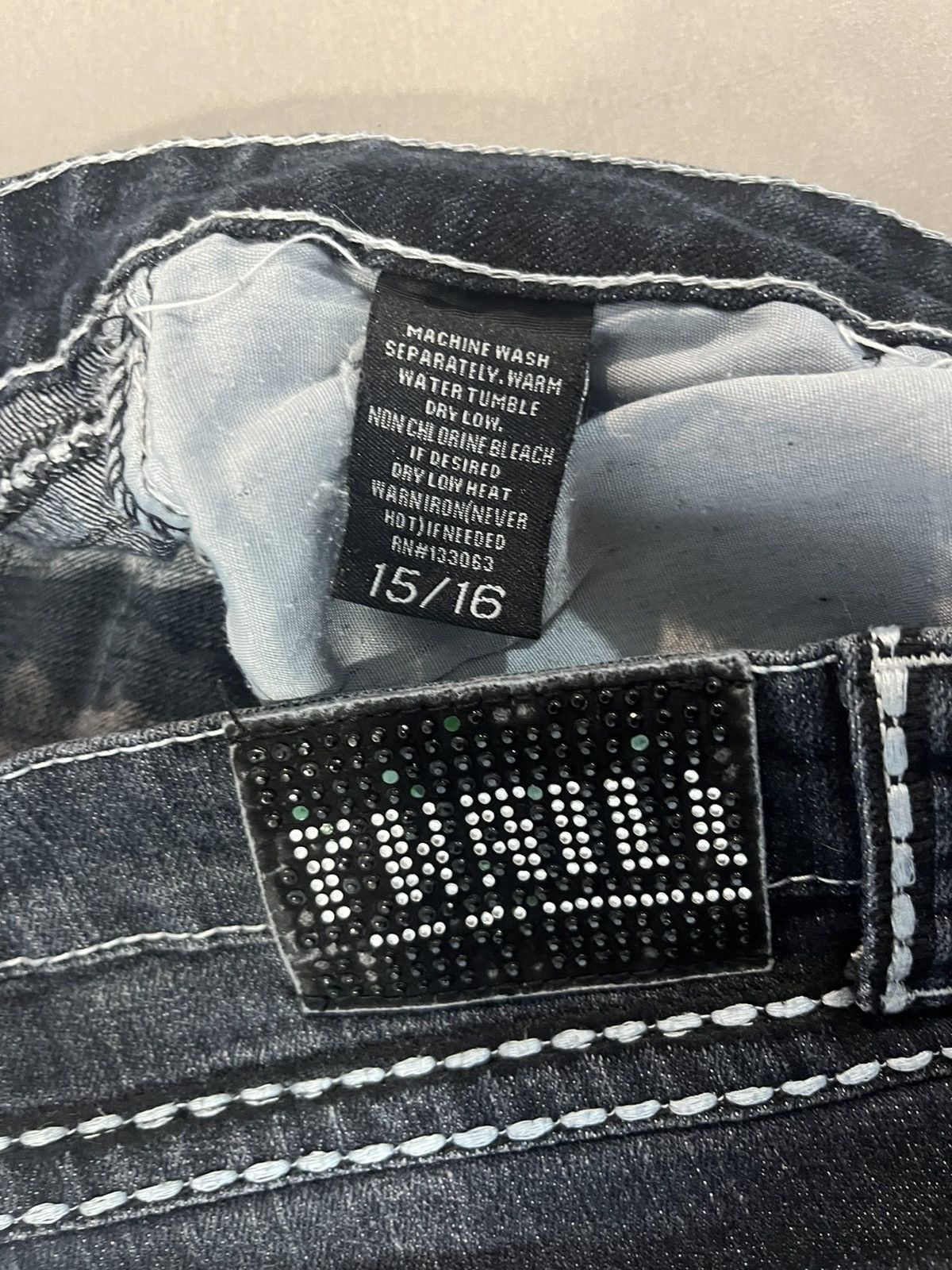 Been Trill Womens Y2K Rinestone Trill Low Rise Bootcut Jeans Size 38" / US 16 / IT 52 - 5 Thumbnail