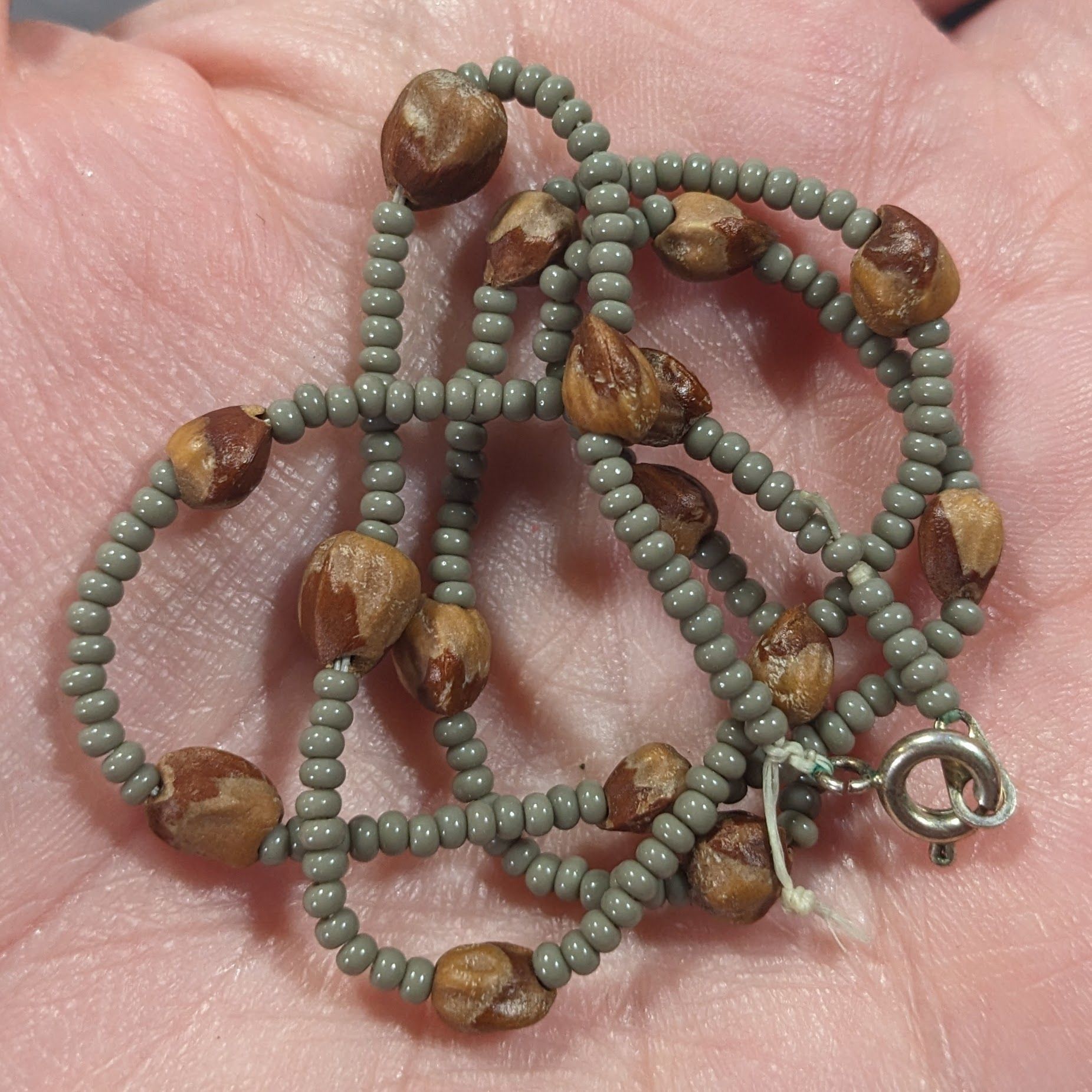 Other Retro Hippie Grey And Brown Glass And Seed Beaded Necklace Size ONE SIZE - 5 Thumbnail