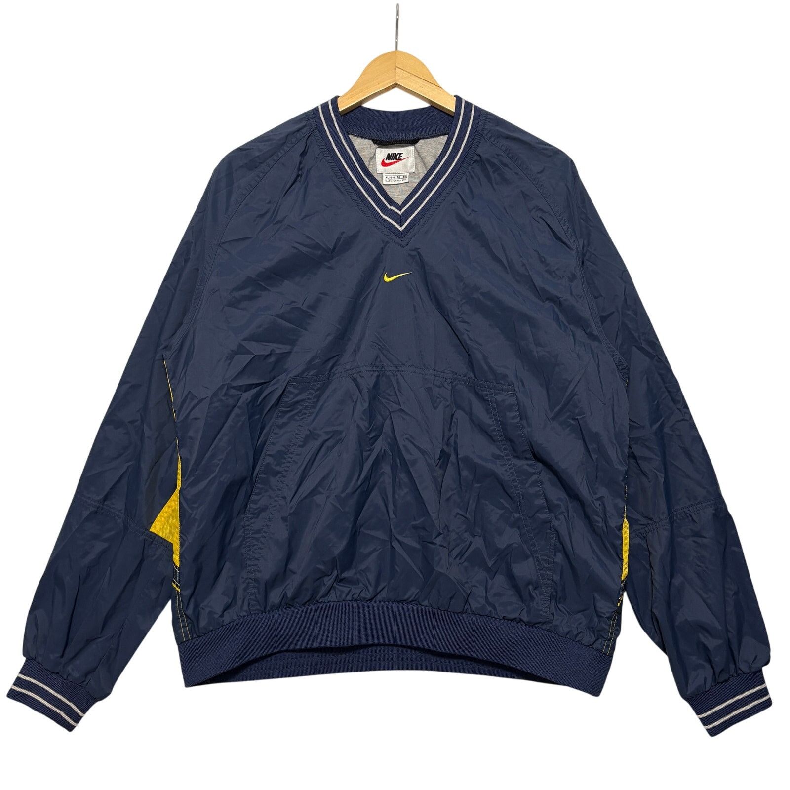 Nike VTG 90's Nike Center Swoosh Windbreaker Jacket Navy Men's XL Size US XL / EU 56 / 4 - 1 Thumbnail