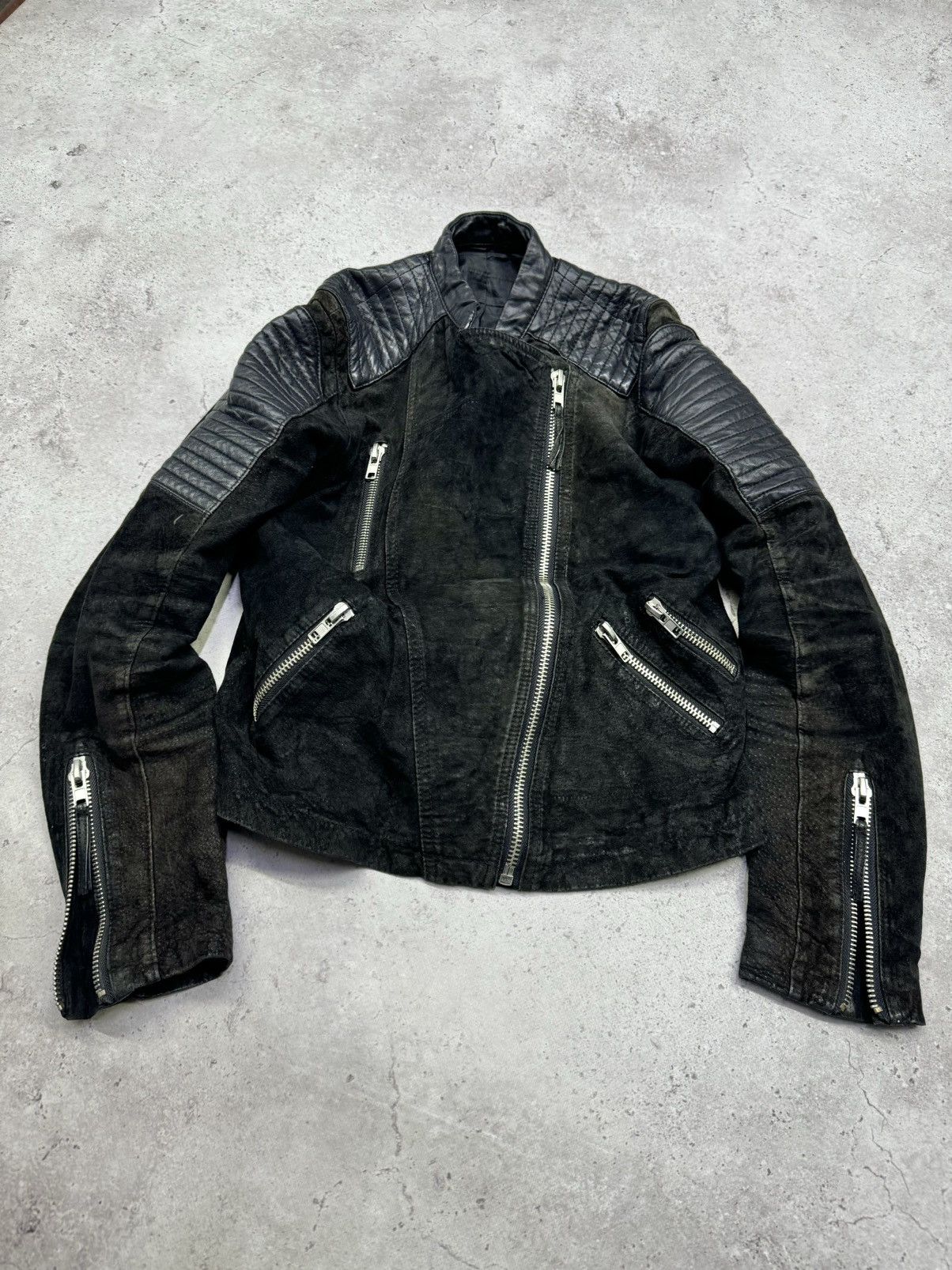 Other Vintage Faded Multi-Zip Leather Jacket Size US M / EU 48-50 / 2 - 1 Thumbnail