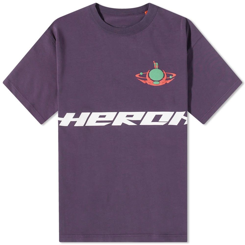 image of Heron Preston O1B1Xh1Ea1223 Globe Burn T-Shirt In Purple, Men's (Size Large)