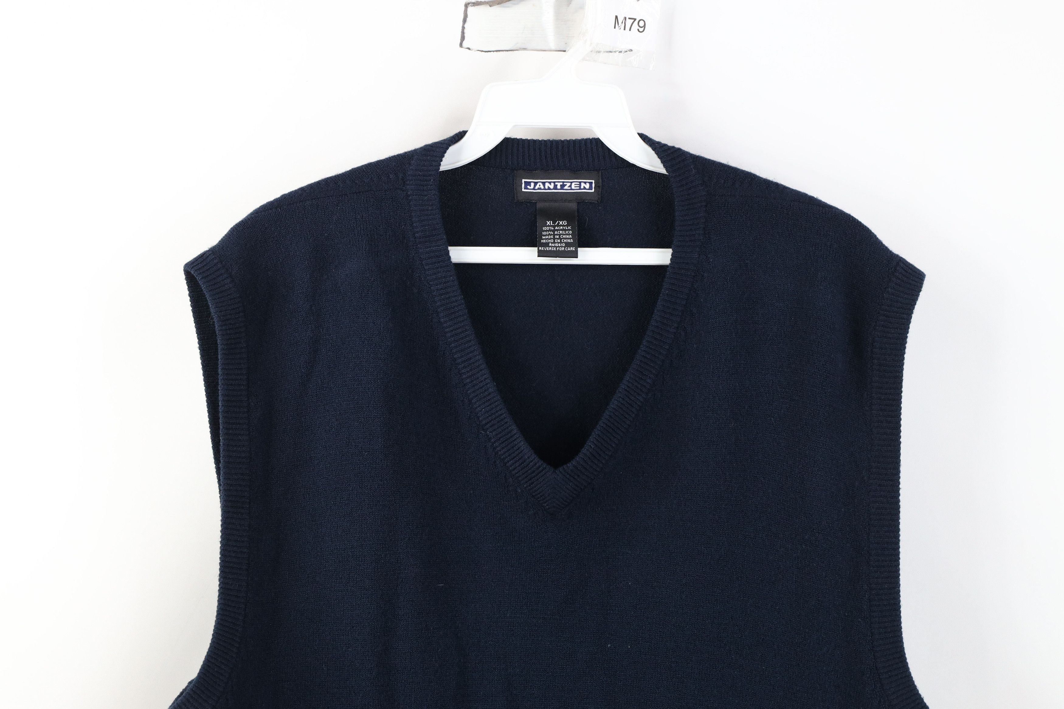 Vintage Vintage 90s Streetwear Blank Knit Sweater Vest Navy Blue Size US XL / EU 56 / 4 - 2 Thumbnail