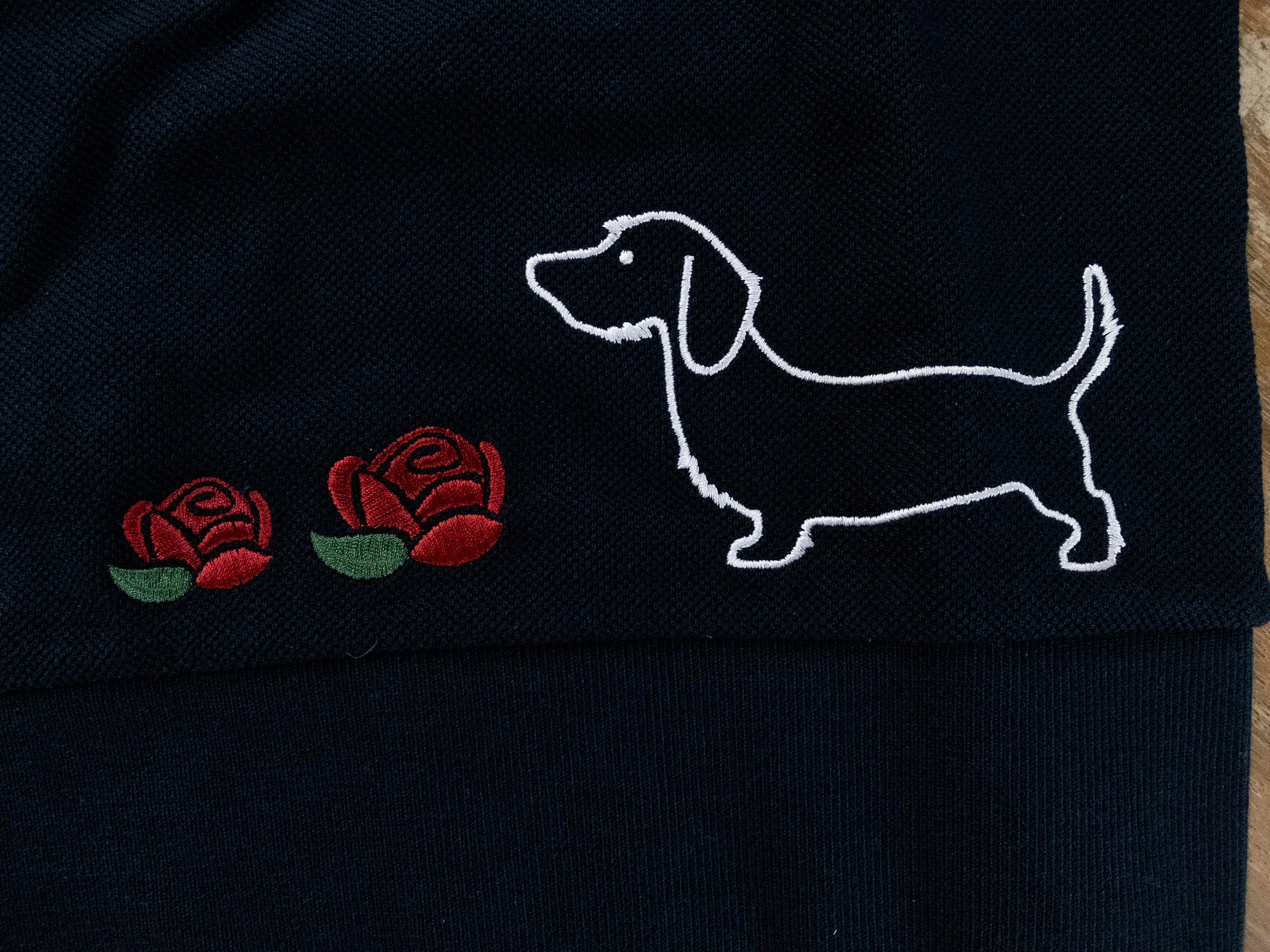 THOM BROWNE navy blue Hector & rose polo shirt Size 6 / 42