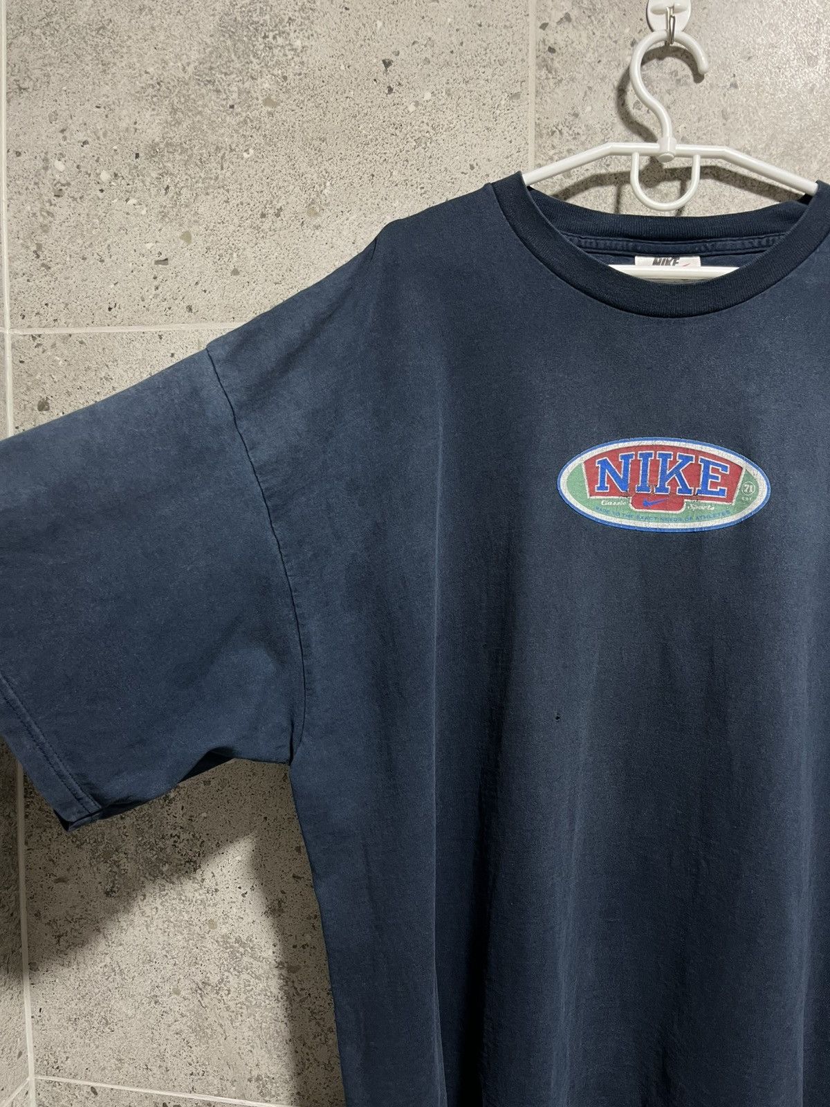 Nike × Vintage Vintage Nike Cotton Navy T-Shirt 90s Size 2XL Size US XXL / EU 58 / 5 - 2 Thumbnail
