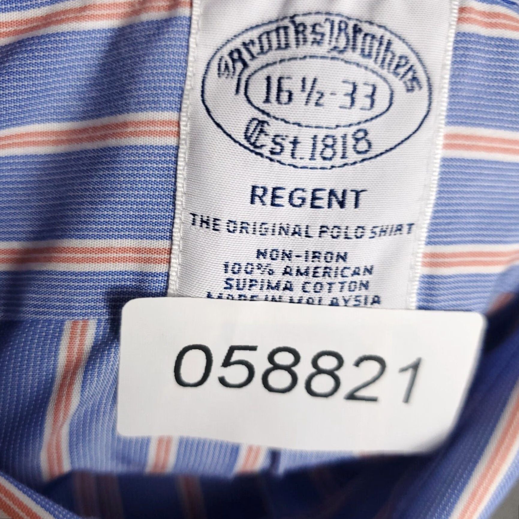 Brooks Brothers Brooks Brothers Dress Shirt Mens 16.5 Blue Striped Button-Up Long Sleeve Regular Fit Size 42R - 8 Thumbnail