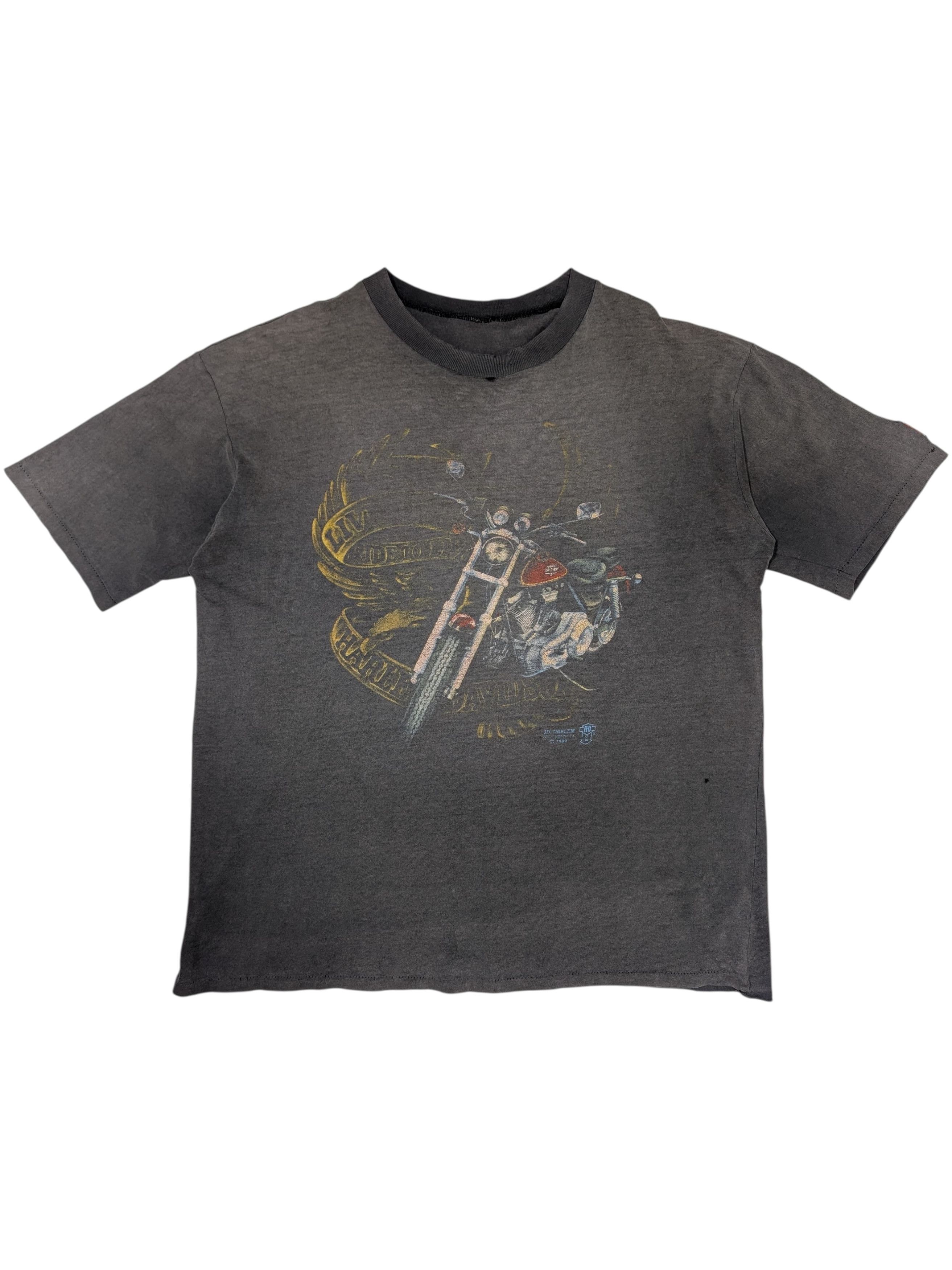 Vintage 80s Harley Davidson Sun Faded Chopper Single Stitch Tee Size US L / EU 52-54 / 3 - 1 Thumbnail