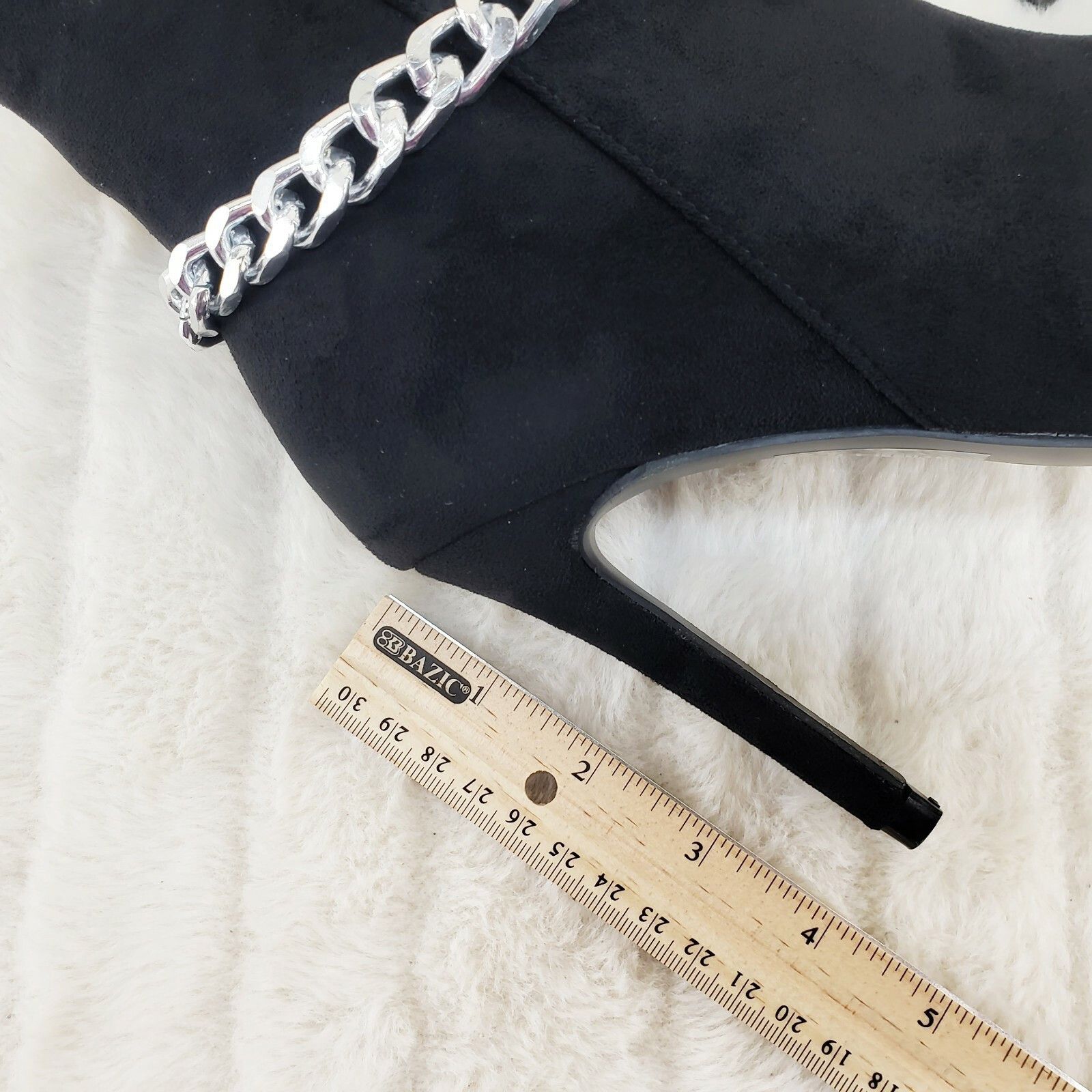 Other Crave Black FX Suede & Chain Sexy Pointy Toe 4" Stiletto Hig Size US 11 / IT 41 - 8 Thumbnail