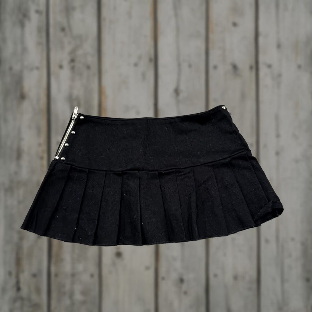 Vintage Switchblade Stiletto Mini Skirt Womens S Black Front Zipper Goth Emo Size 28" / US 6 / IT 42 - 1 Thumbnail