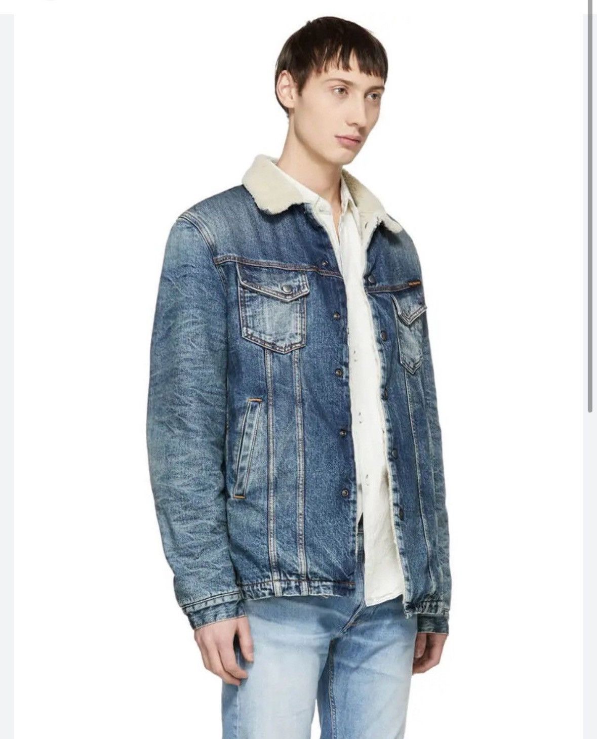 Nudie Jeans × Vintage Nudie Jeans co M denim Sherpa jacket lenny tangerine blue Size US M / EU 48-50 / 2 - 21 Thumbnail