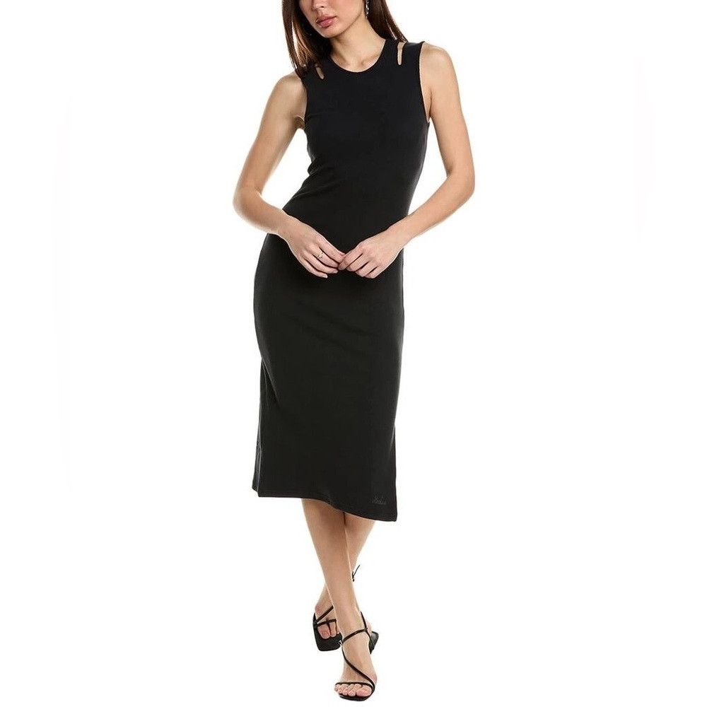 Hudson Hudson Black Cut-Out Midi Dress NWT XL Ribbed Bodycon Side Size XL / US 12-14 / IT 48-50 - 1 Thumbnail
