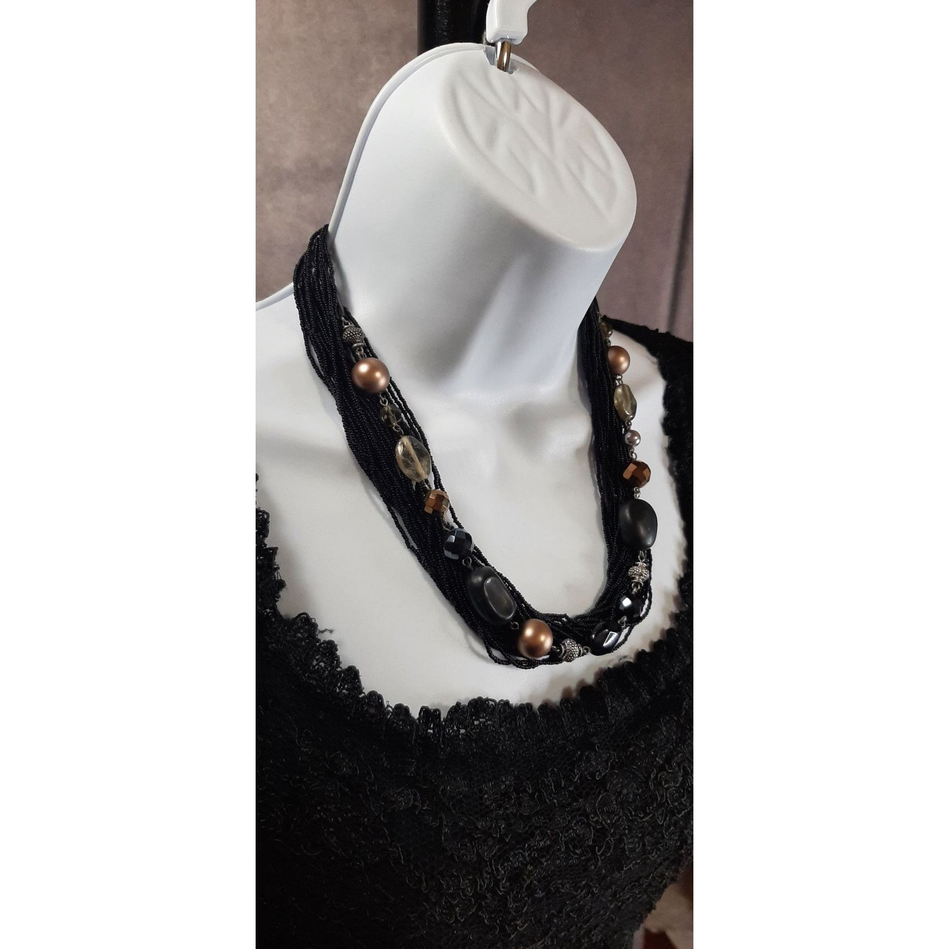 Coldwater Creek Vintage Coldwater Creek Multi-Strand Black Beaded Necklace W Size ONE SIZE - 2 Thumbnail
