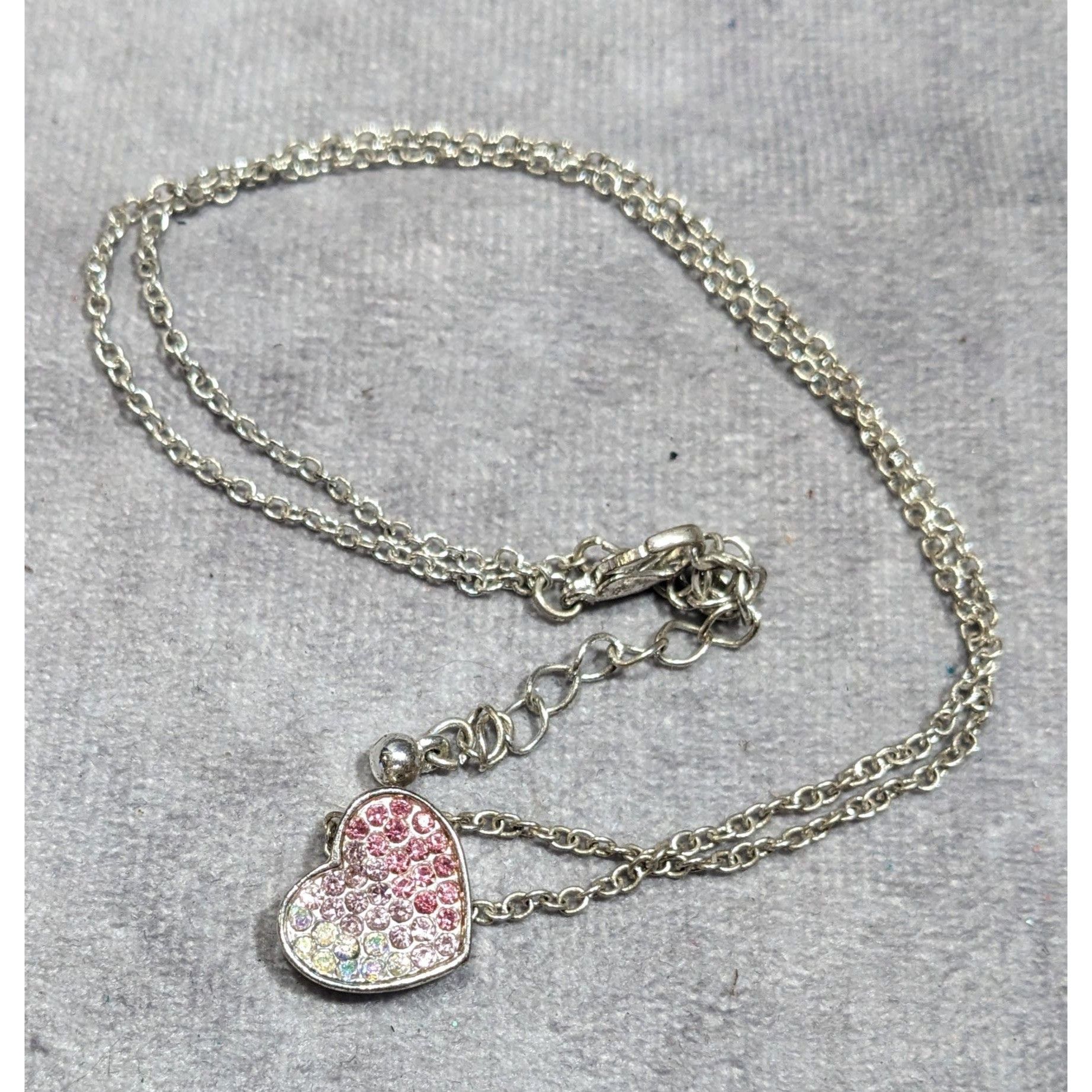 Other Coquette Heart Pendant Necklace With Pink And White Rhinesto Size ONE SIZE - 6 Thumbnail