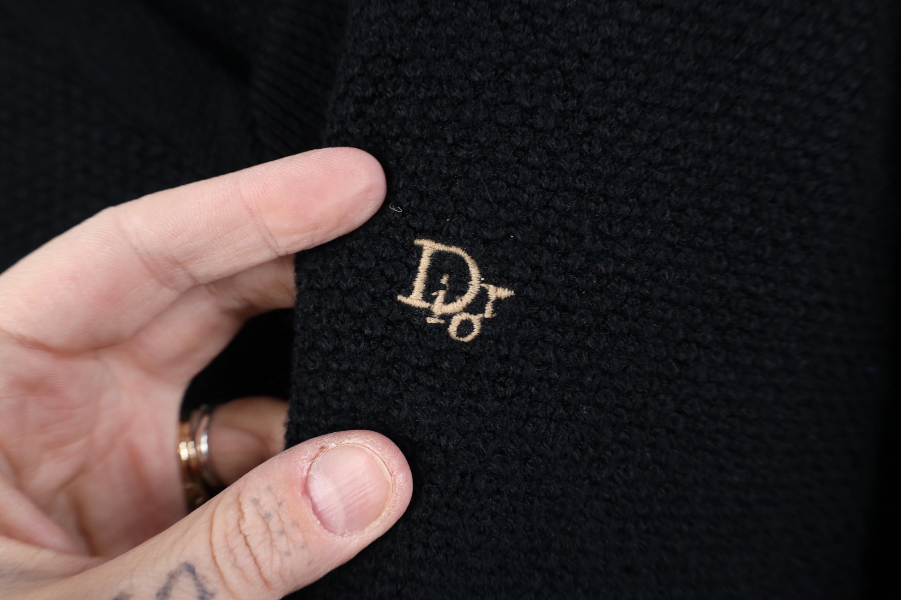 Christian Dior Monsieur Vintage 90s Christian Dior Thermal Knit Sweater Black USA Size US XL / EU 56 / 4 - 4 Thumbnail