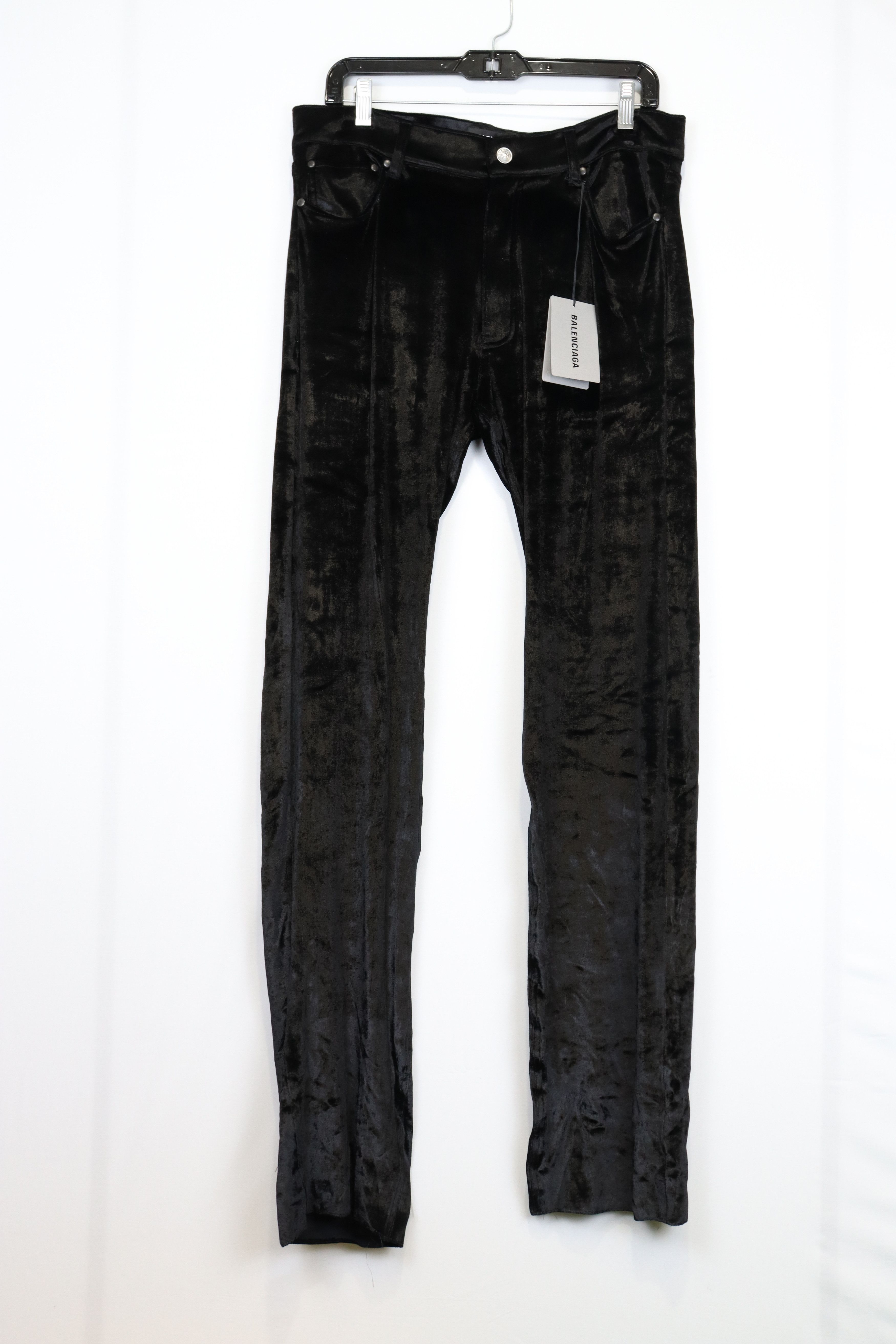 Balenciaga o1rshd10124 Velvet Pants in Black Size US 32 / EU 48 - 1 Thumbnail