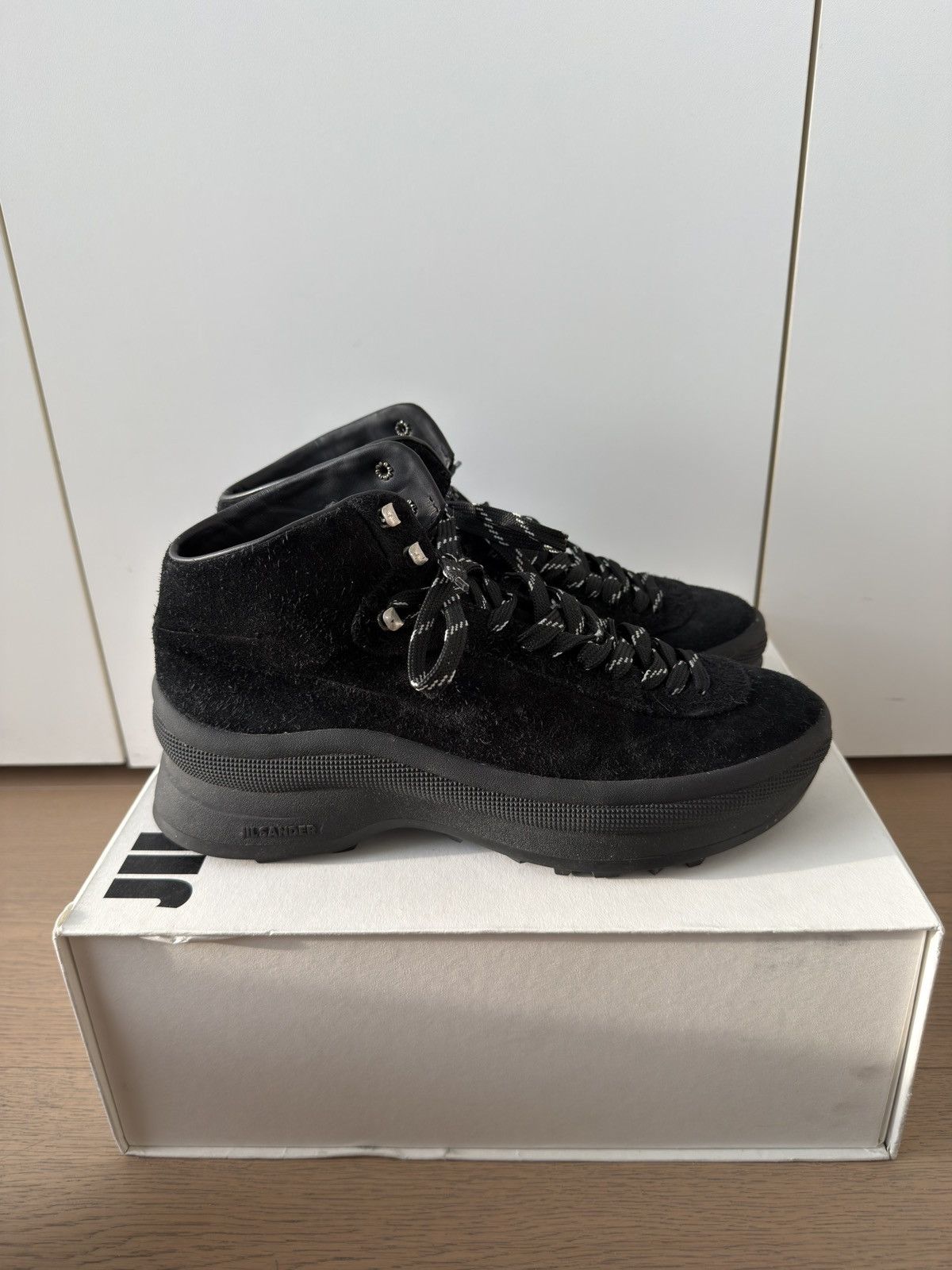 Jil Sander Black Suede Hiking Boots Vibram Tractor Sole 42 Size US 9 / EU 42 - 1 Thumbnail