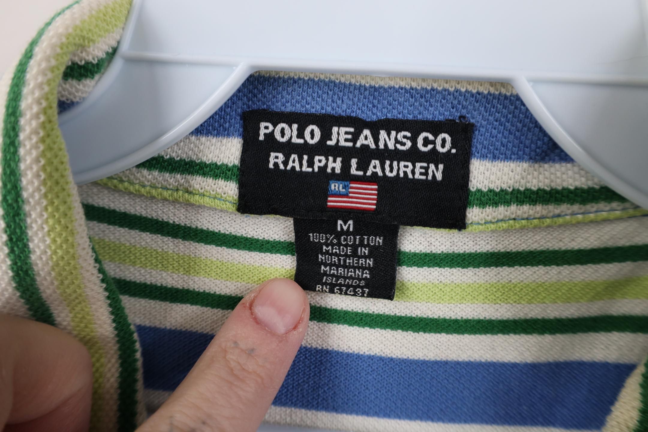 Polo Ralph Lauren Vintage 90s Ralph Lauren Box Logo Striped Knit Golf Polo Size US M / EU 48-50 / 2 - 12 Thumbnail