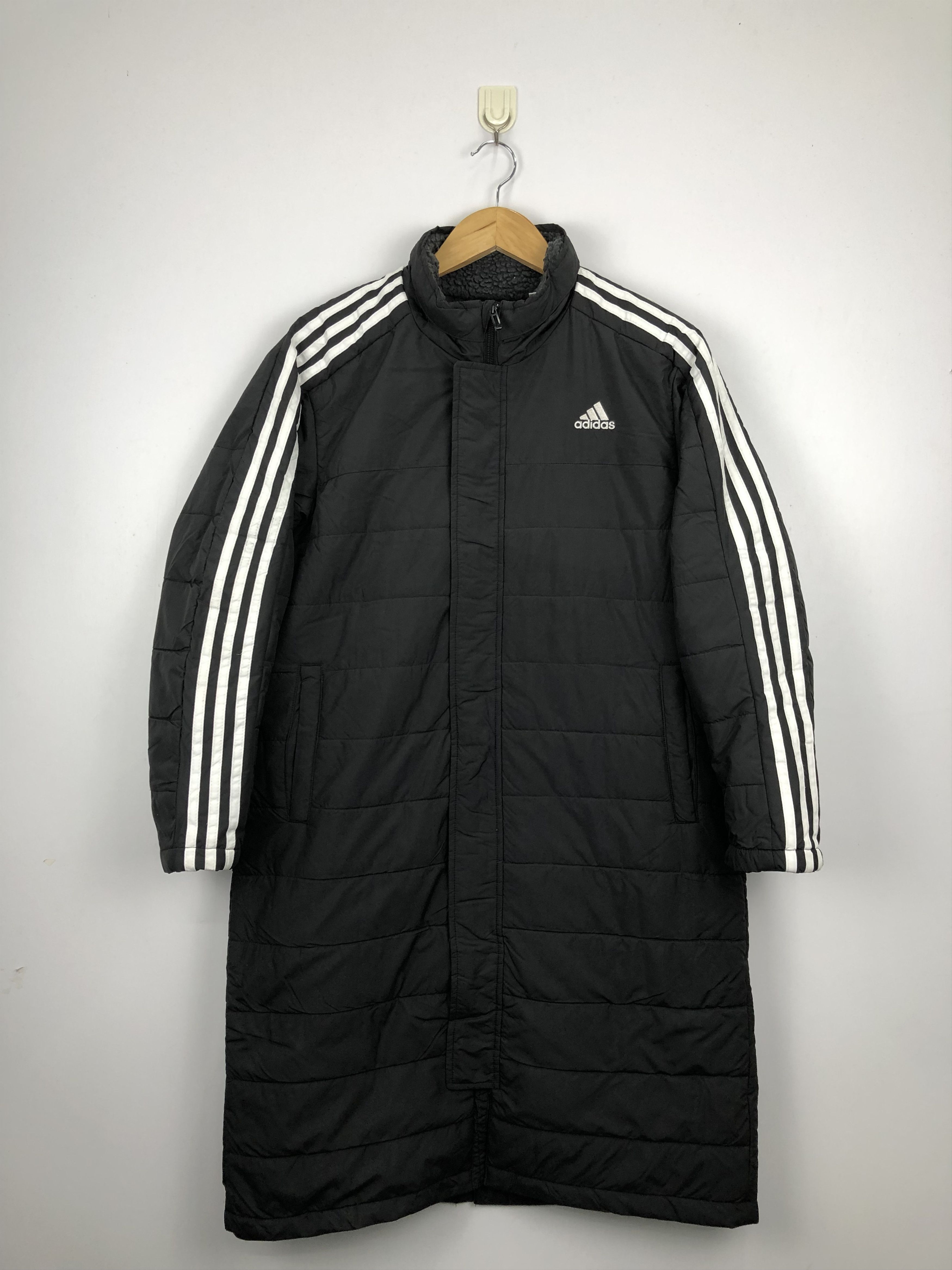 Vintage Adidas Long Puffer Big Logo Jacket Black J0688