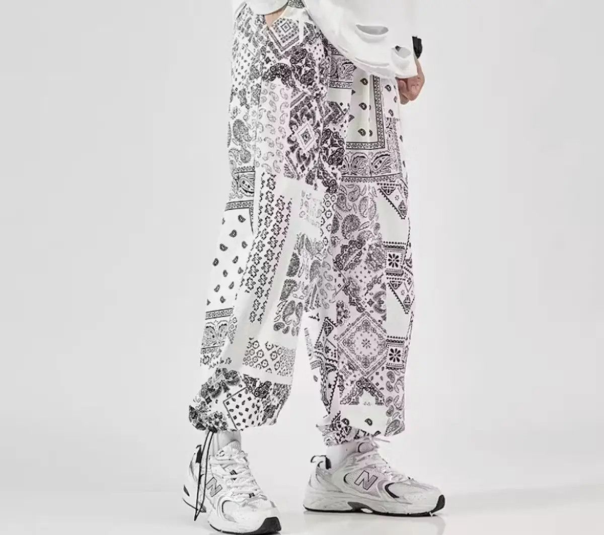 image of Vintage Bandana Paisley Pants in White, Men's (Size 32)