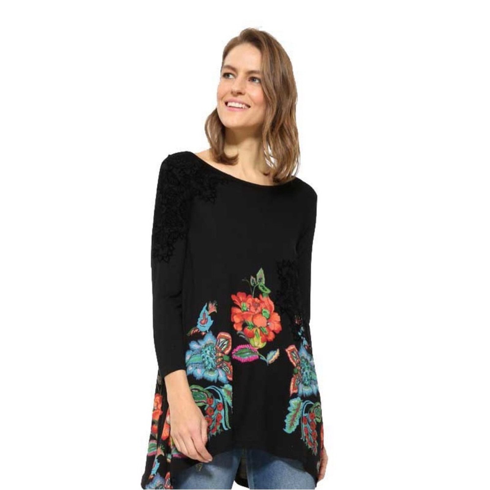 Desigual Desigual Black Floral Top | Size L Size L / US 10 / IT 46 - 6 Thumbnail