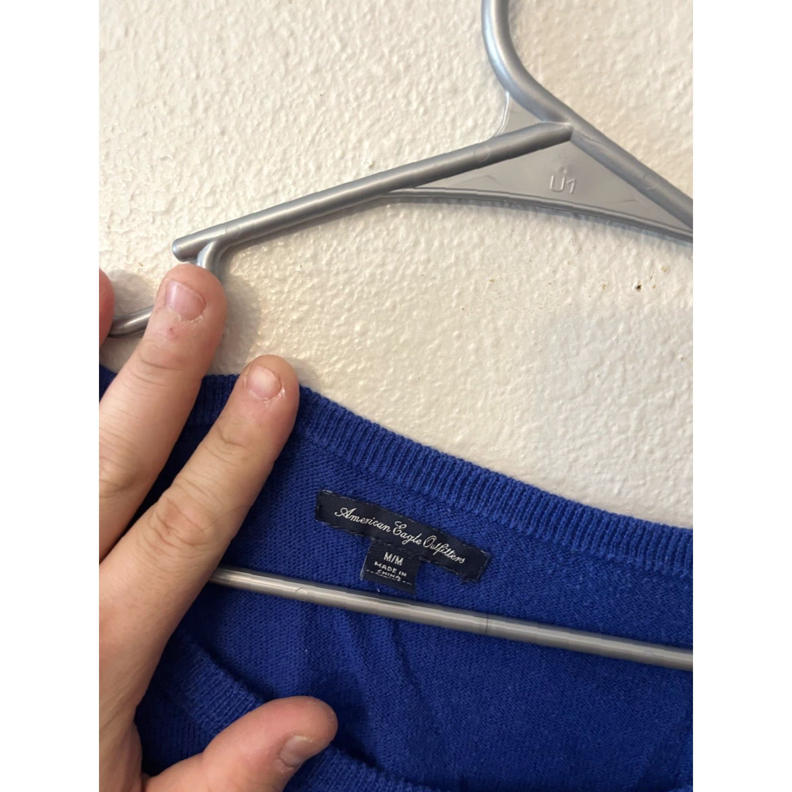 American Eagle Outfitters American Eagle Outfitters Shirt Womens M Blue Solid Crew Neck Long Sleeve Top Size M / US 6-8 / IT 42-44 - 2 Thumbnail