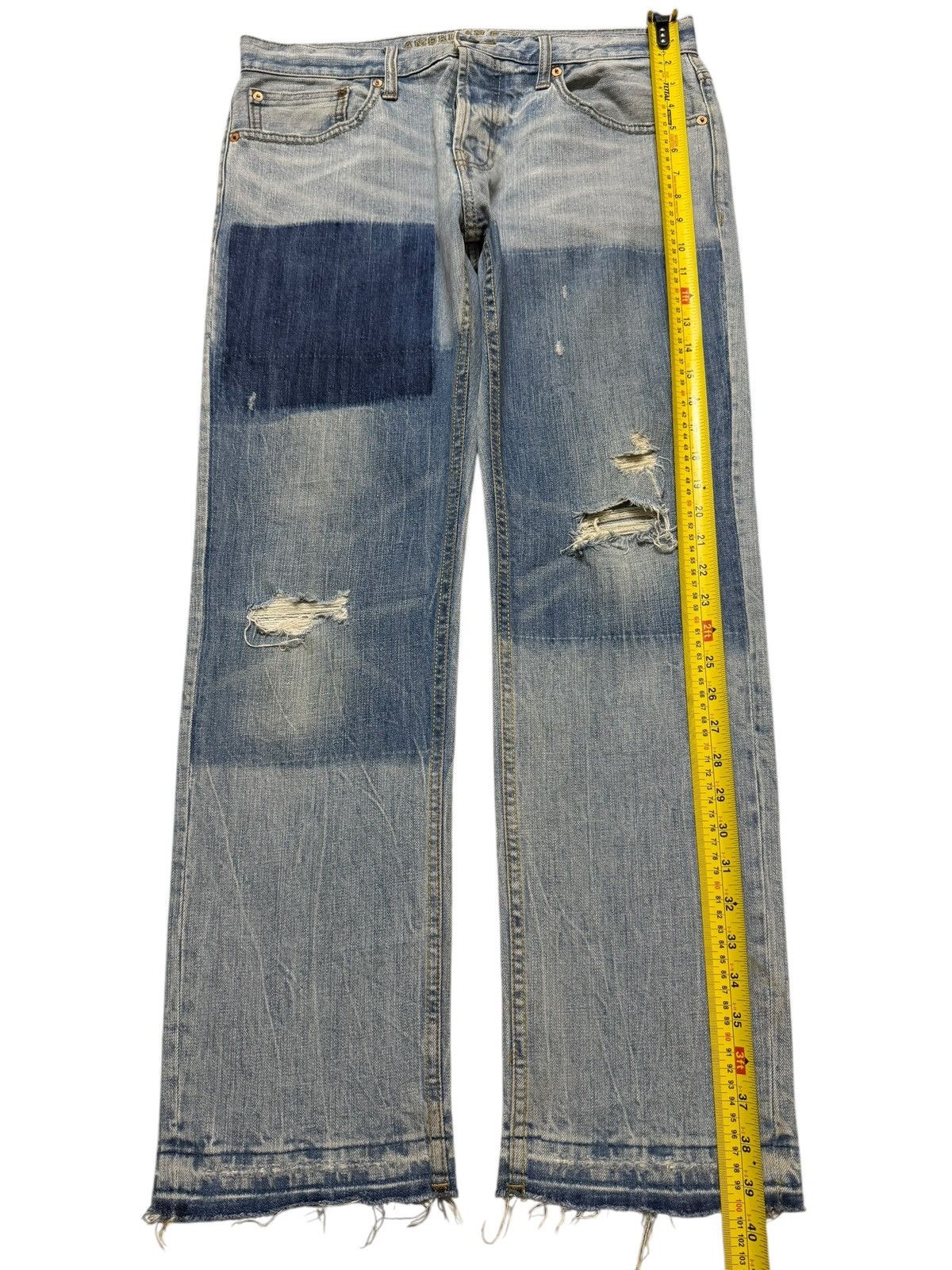 Number (N)ine Vintage Y2K Japanese Brand Blue Faded Wash Distress Straight Size US 34 / EU 50 - 9 Thumbnail