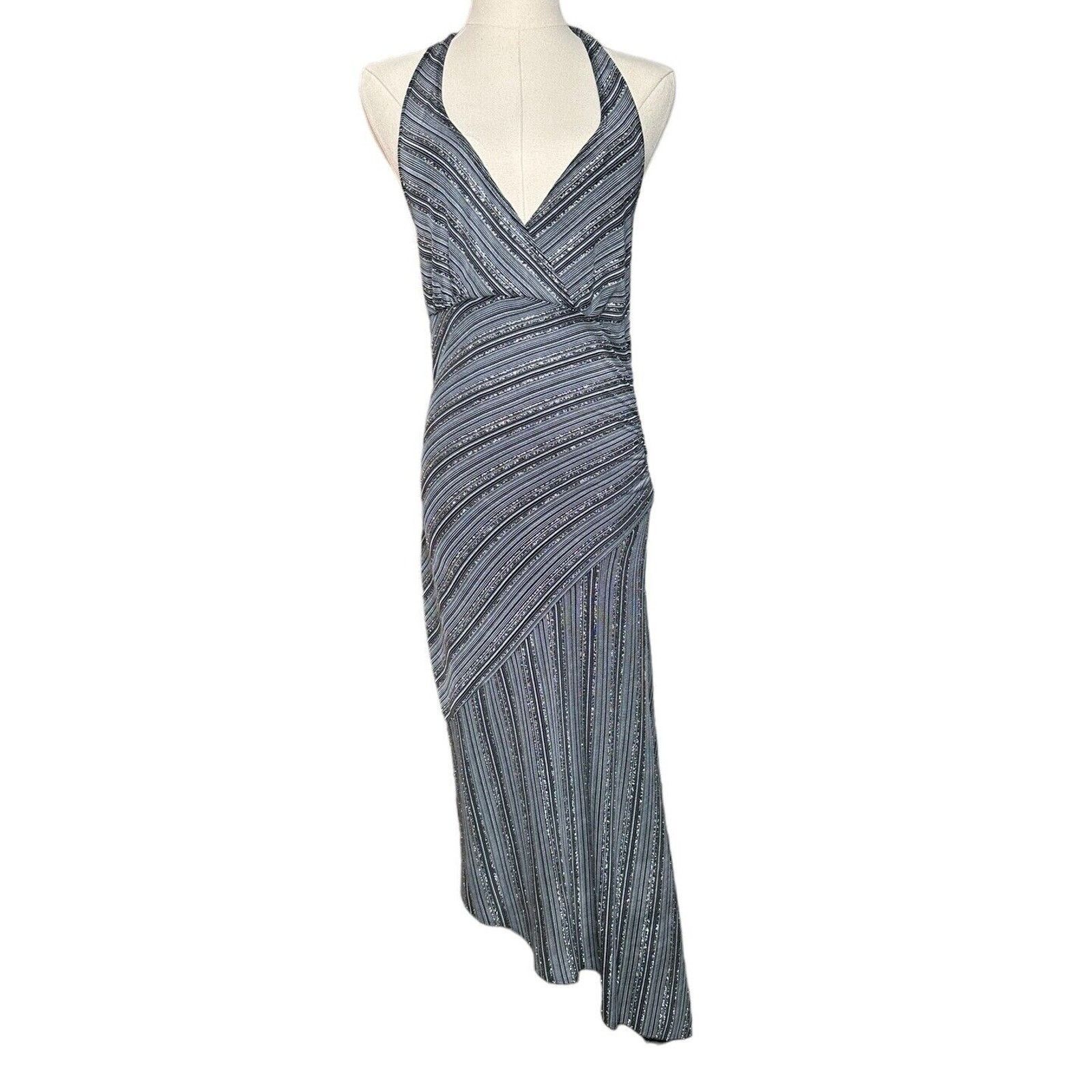 Other Y2K Charlotte Russe Black Silver Asymmetrical Halter Dress L Size L / US 10 / IT 46 - 1 Thumbnail