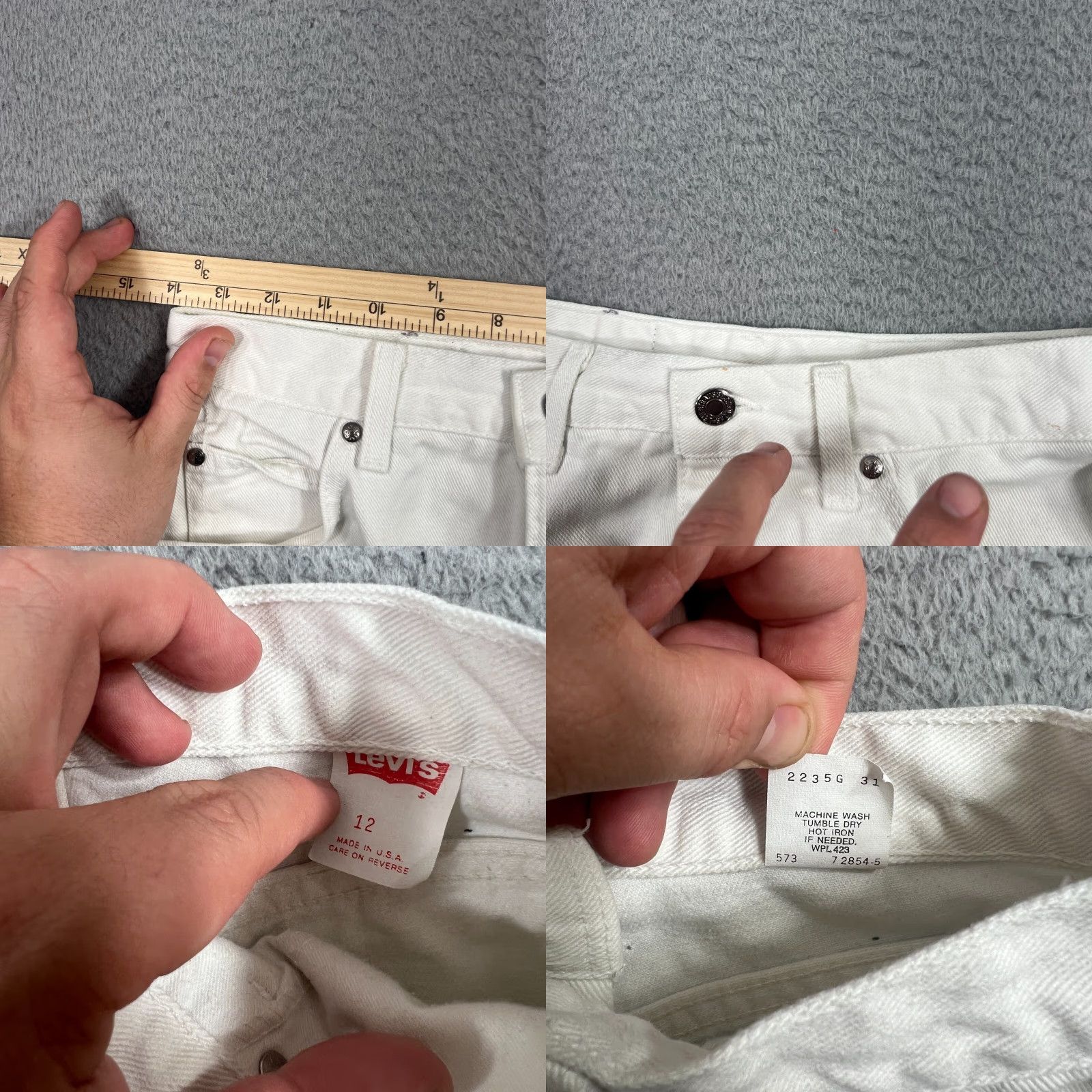 Levi's VINTAGE Levi's Women's Bermuda Shorts 12 White Denim 8" Casual Summer Summer Girls Size 34" / US 12 / IT 48 - 8 Thumbnail