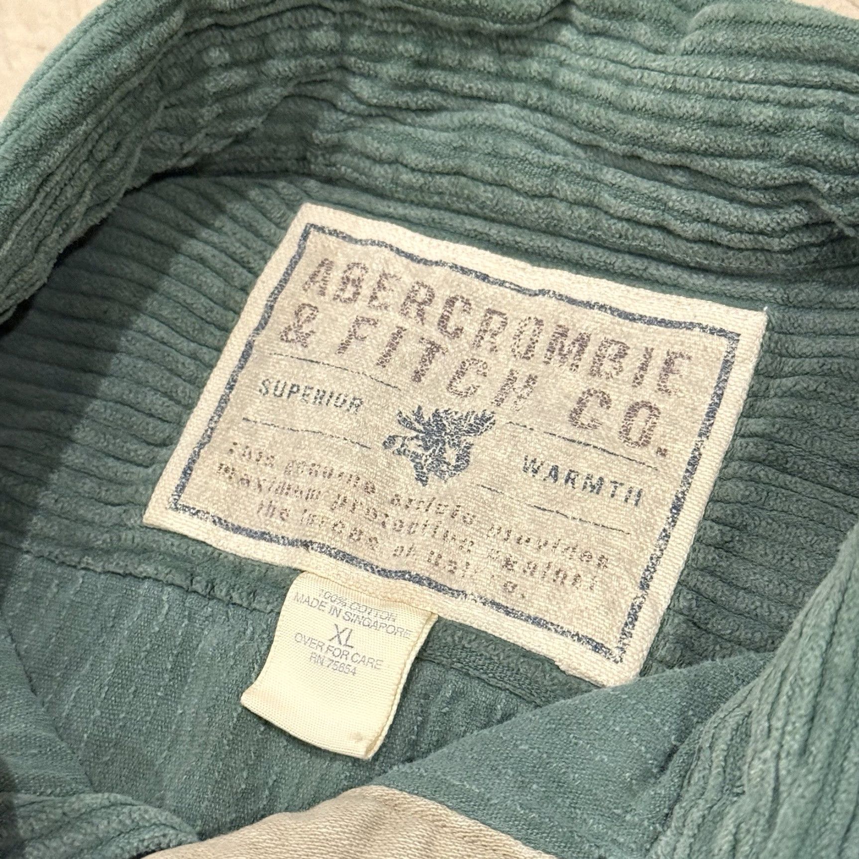Abercrombie & Fitch VINTAGE Abercrombie & Fitch Mens XL Corduroy Jacket Green 100% Cotton Button Up Overcoat Jacket Men XL Green Vintage Size US XL / EU 56 / 4 - 3 Thumbnail
