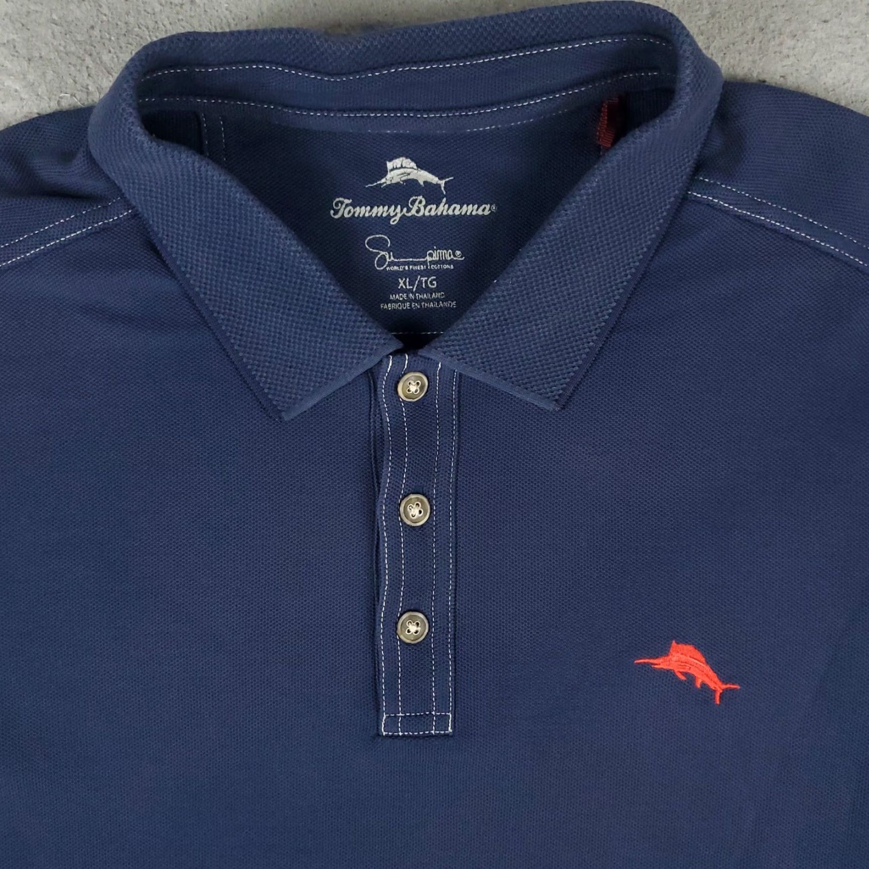 Tommy Bahama Tommy Bahama Polo Shirt Adult XL Blue Solid Short Sleeve Casual Mens Size US XL / EU 56 / 4 - 2 Thumbnail