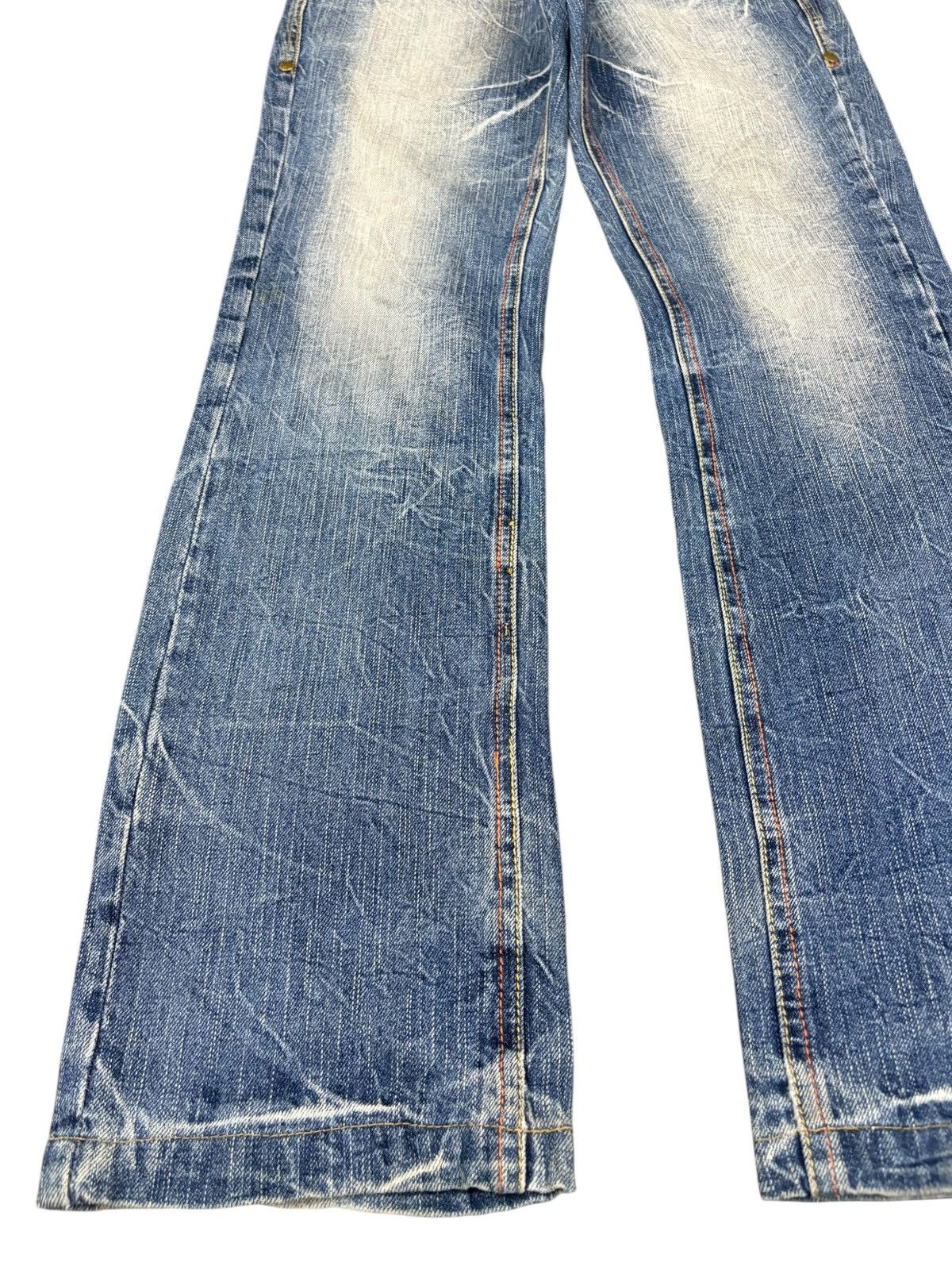 Japanese Brand Vintage Blow by Blue Cracked Faded Wash Bootcut Jeans Size US 30 / EU 46 - 6 Thumbnail