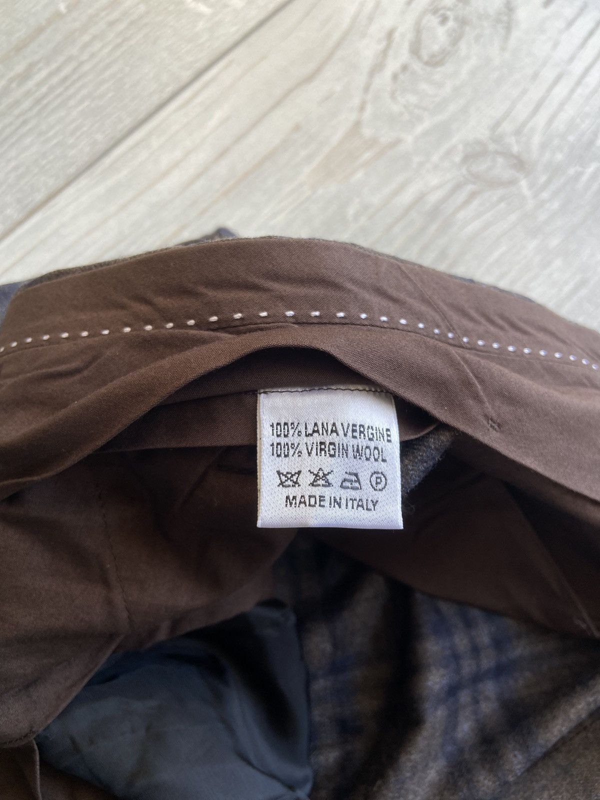 Rota Rota Brown Blue Checked Wool Trousers Size US 39 - 14 Thumbnail