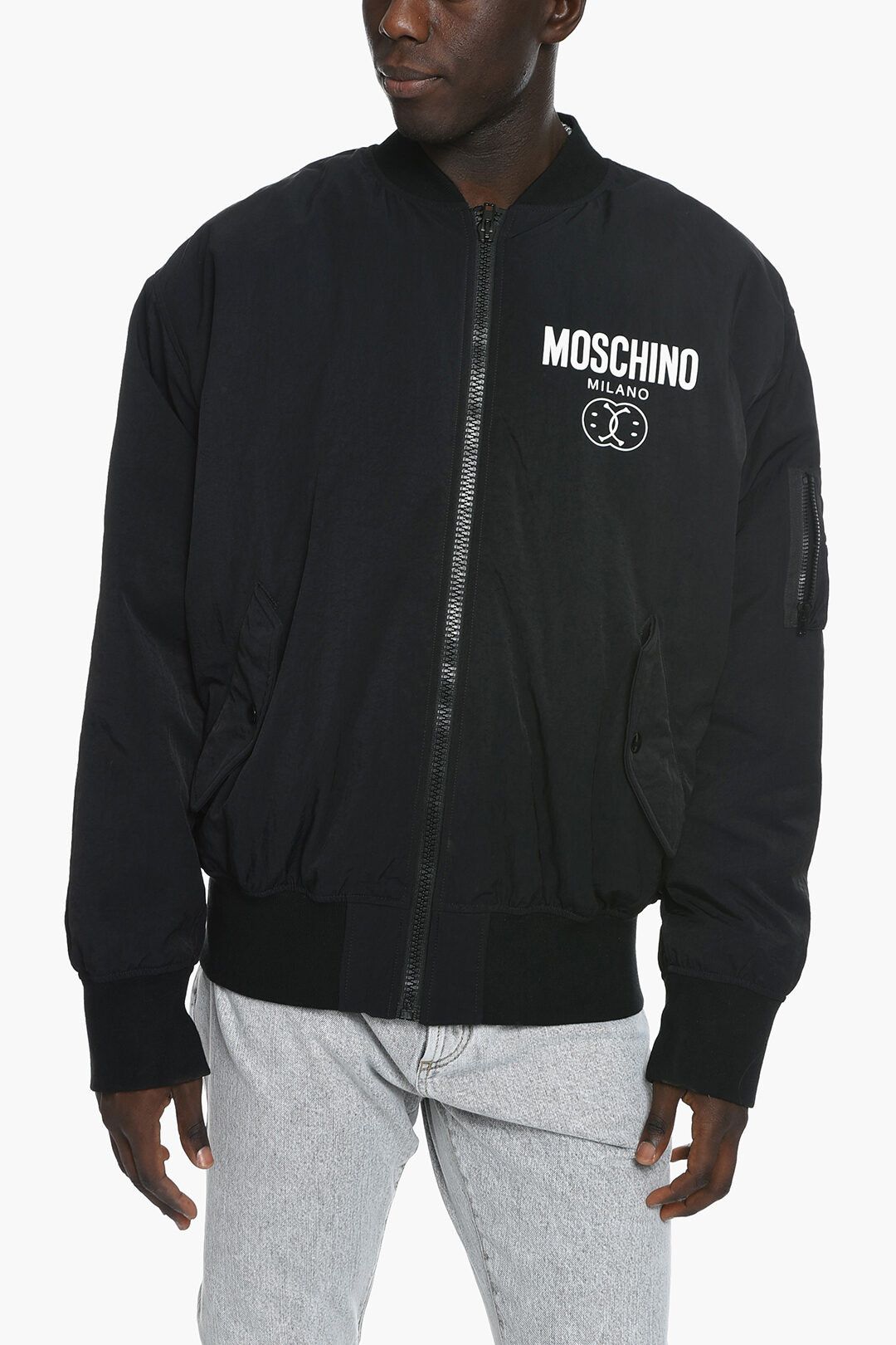 Moschino o1y0225 Logo Bomber Jacket in Black Size US M / EU 48-50 / 2 - 1 Thumbnail