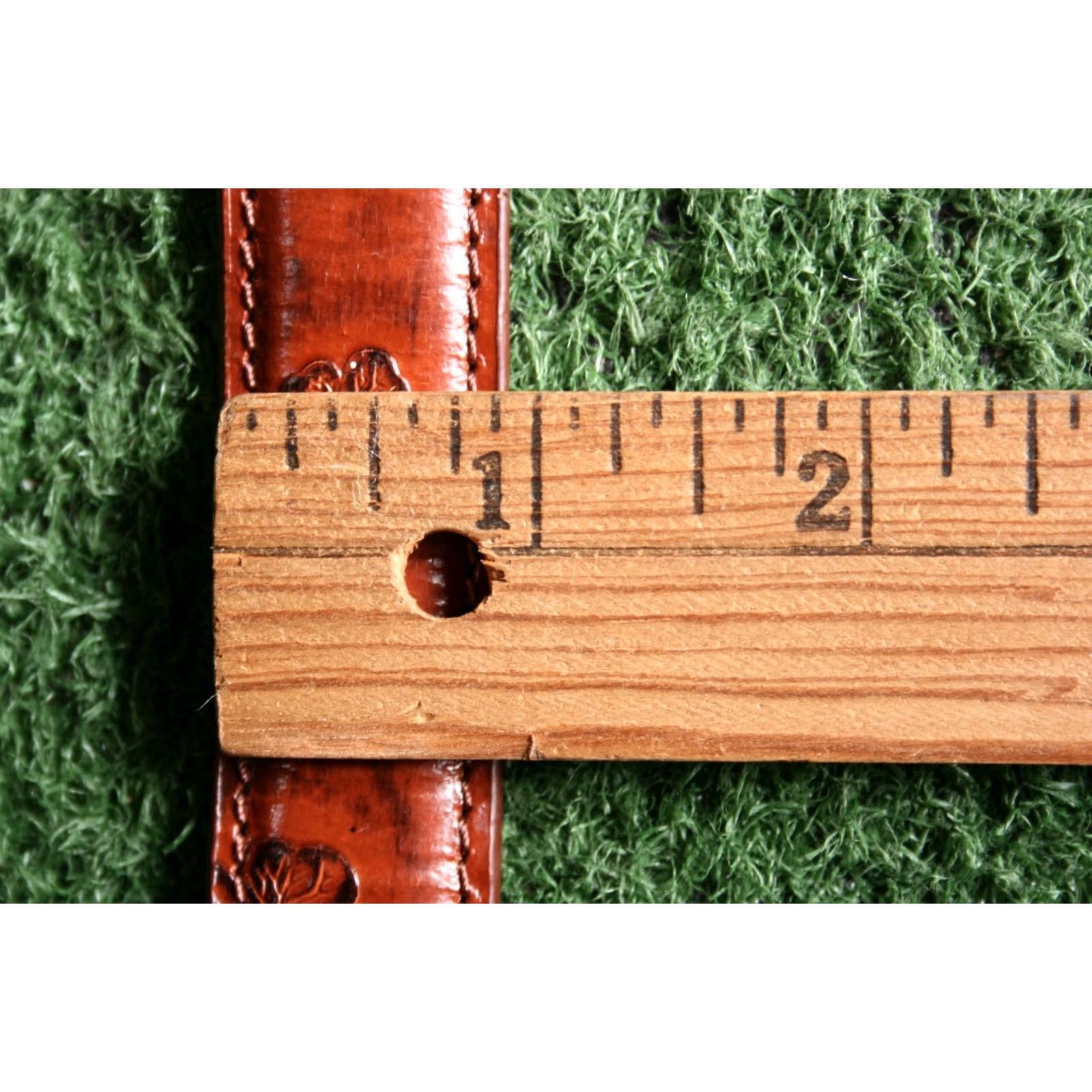 Vintage MC Cognac Brown Floral Tooled Leather Belt Women's ≈ Sz. 26 Size ONE SIZE - 8 Thumbnail
