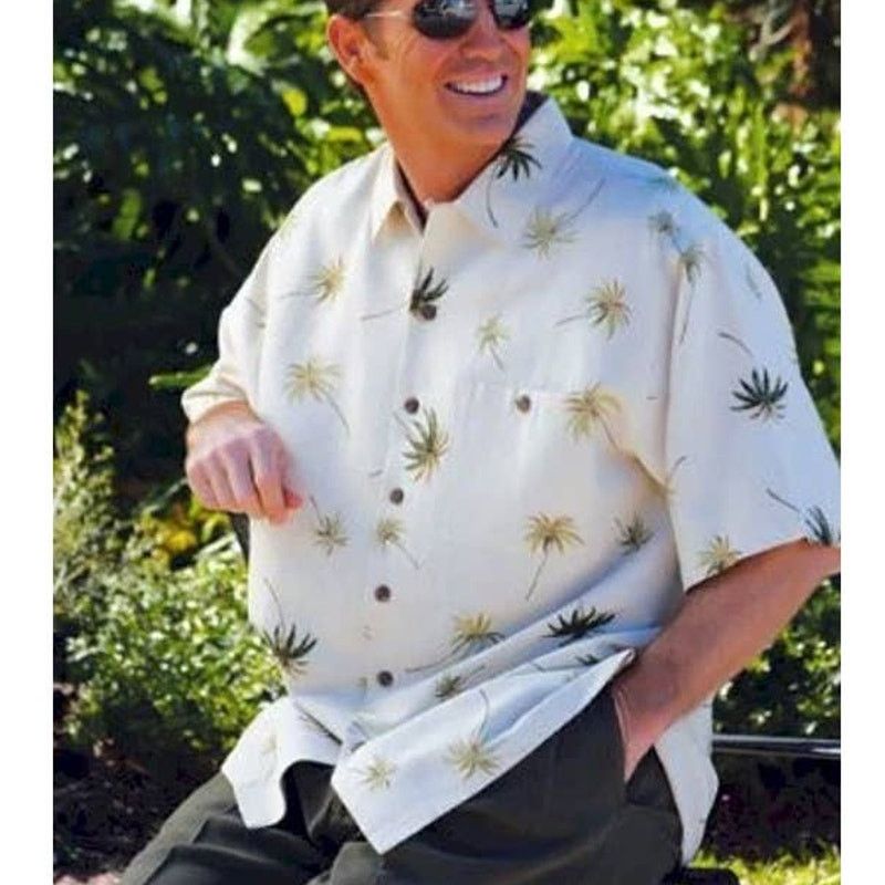 Other Luau Camp Shirt Hawaiian Silk Cotton Coconut Button Palms XL Size US XL / EU 56 / 4 - 1 Thumbnail